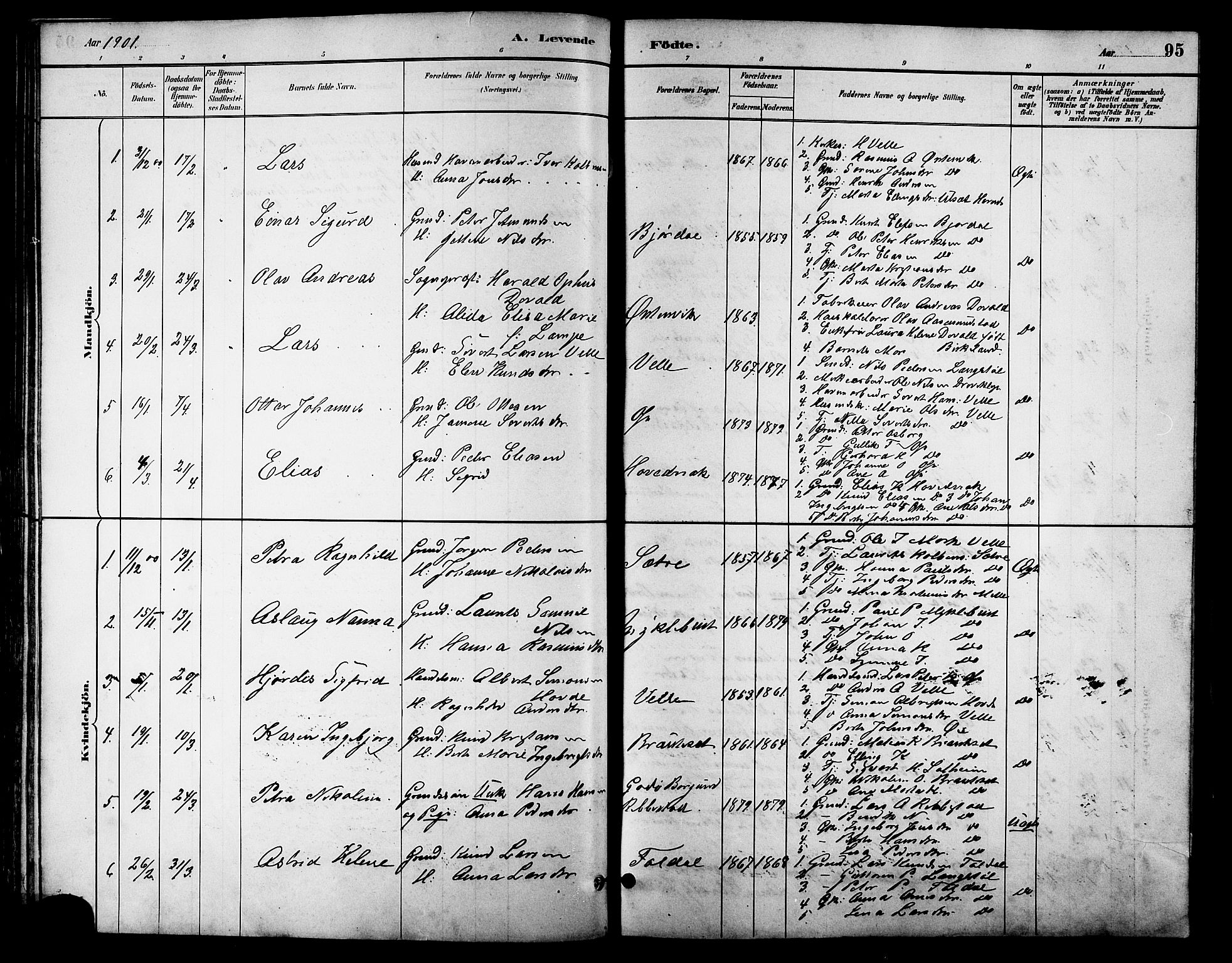 Ministerialprotokoller, klokkerbøker og fødselsregistre - Møre og Romsdal, AV/SAT-A-1454/513/L0189: Parish register (copy) no. 513C03, 1883-1904, p. 95