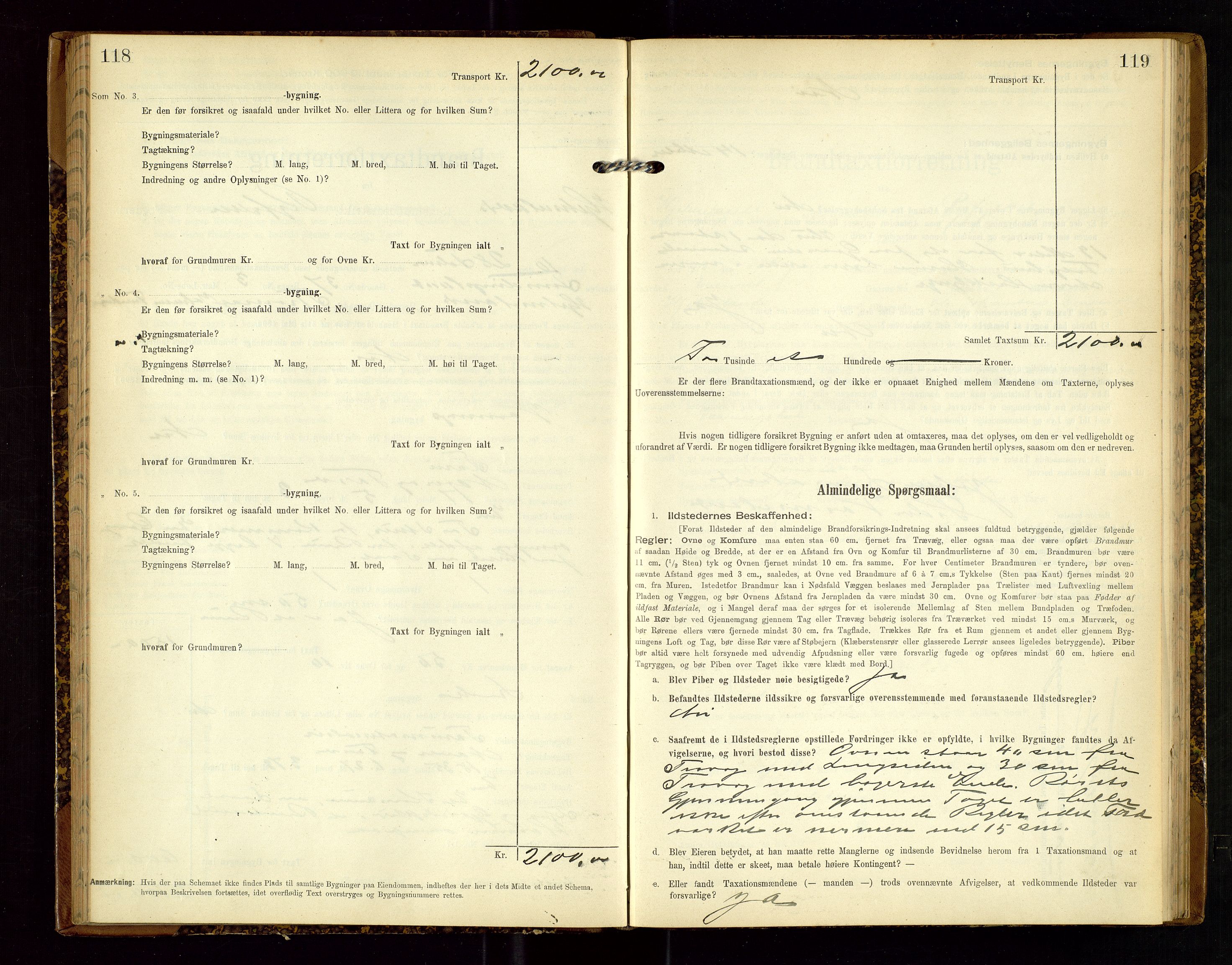 Hjelmeland lensmannskontor, SAST/A-100439/Gob/L0002: "Brandtaxationsprotokol", 1904-1920, p. 118-119
