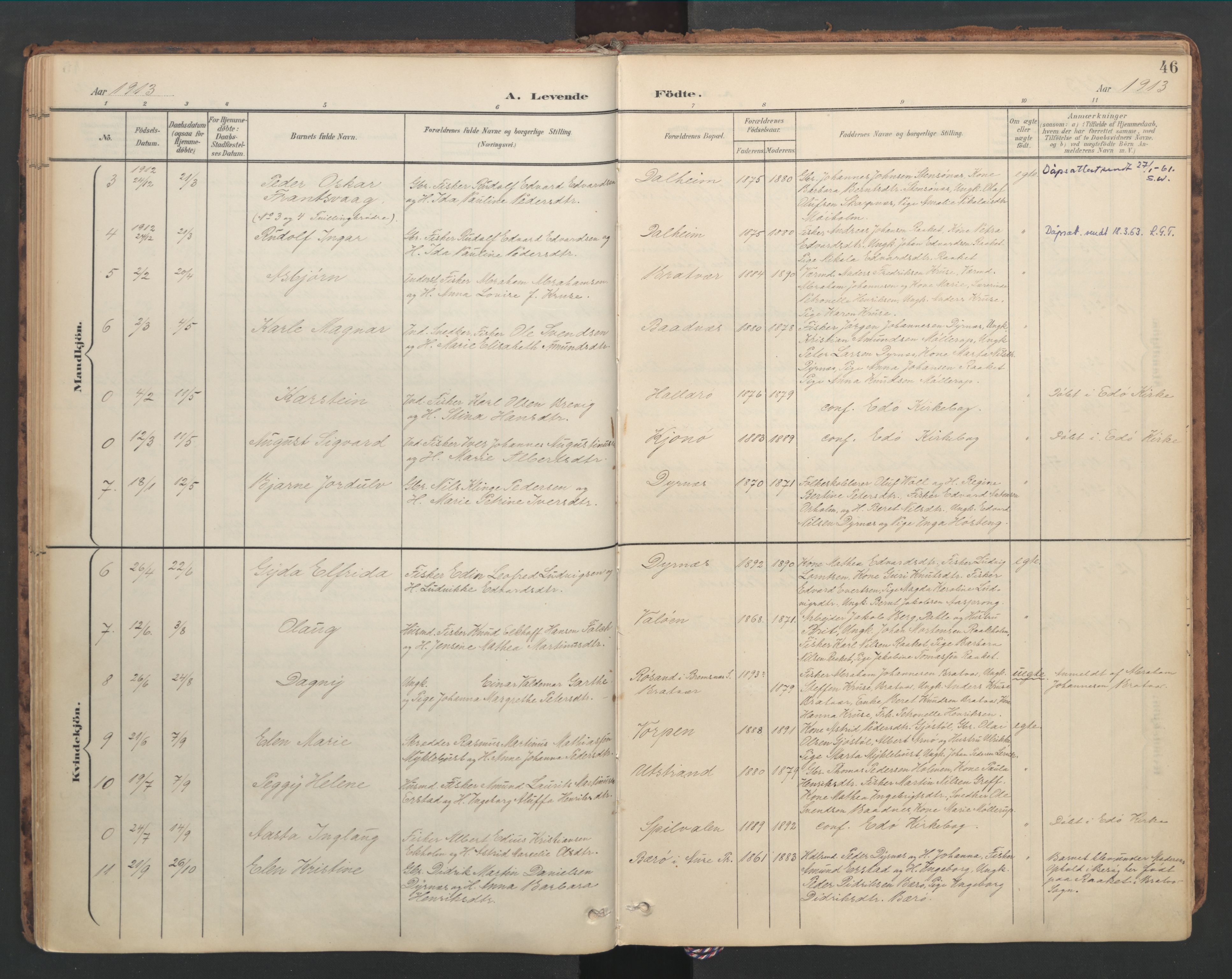 Ministerialprotokoller, klokkerbøker og fødselsregistre - Møre og Romsdal, SAT/A-1454/582/L0948: Parish register (official) no. 582A02, 1901-1922, p. 46