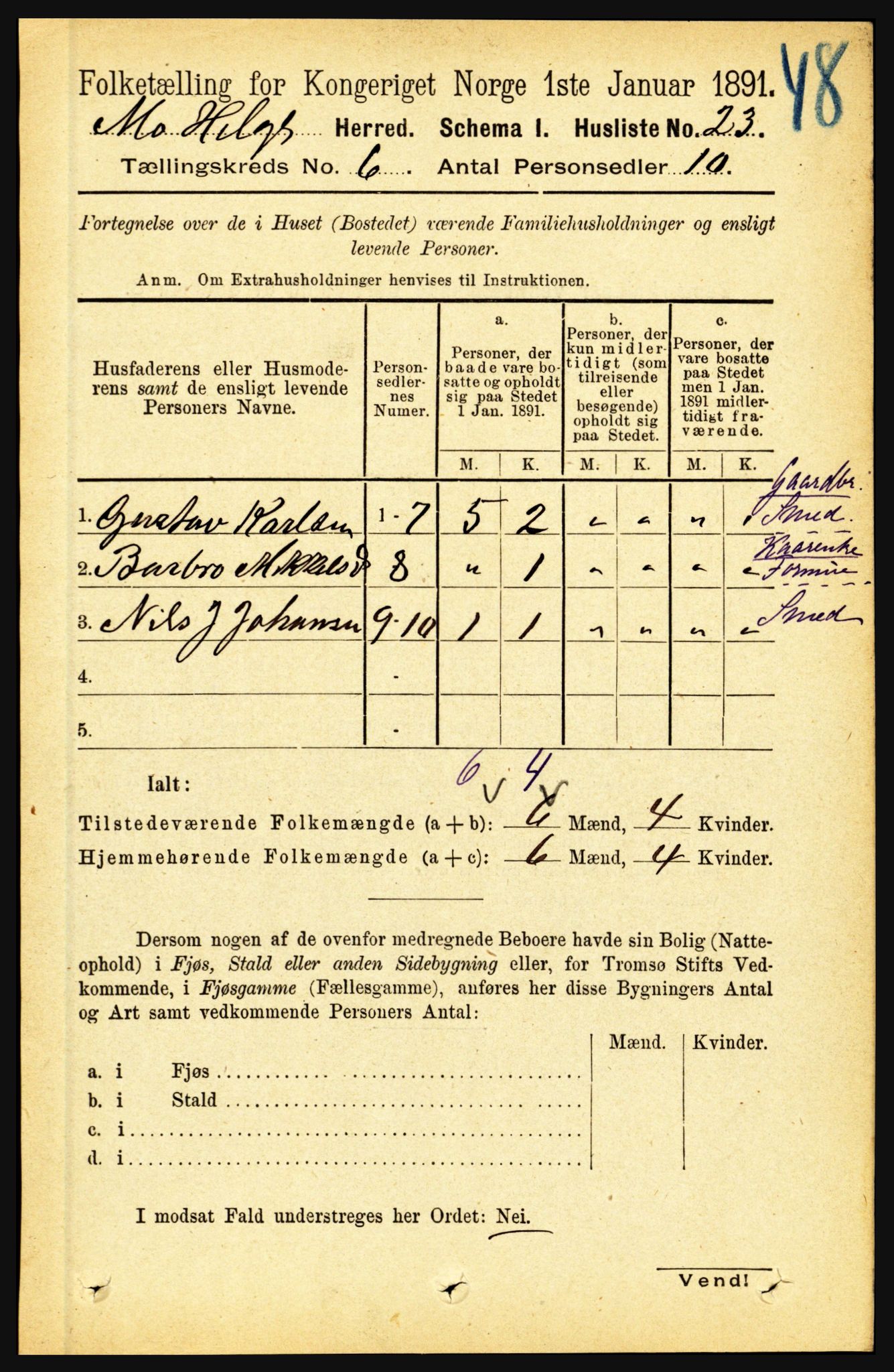 RA, 1891 census for 1833 Mo, 1891, p. 2187