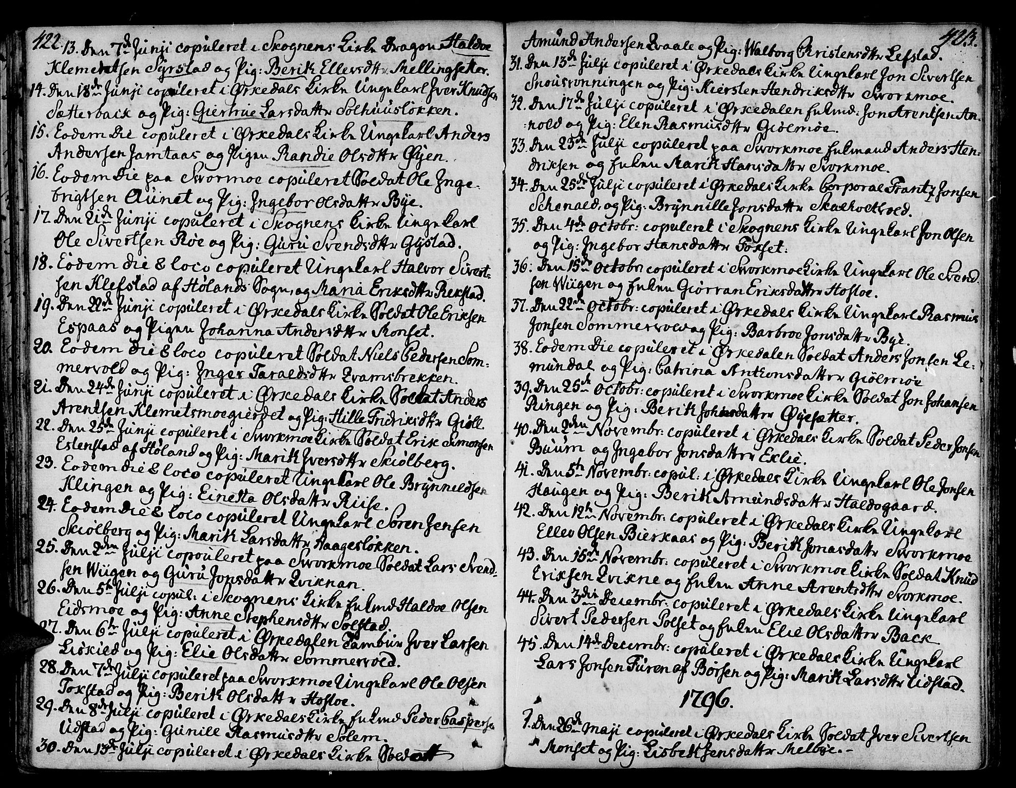 Ministerialprotokoller, klokkerbøker og fødselsregistre - Sør-Trøndelag, SAT/A-1456/668/L0802: Parish register (official) no. 668A02, 1776-1799, p. 422-423