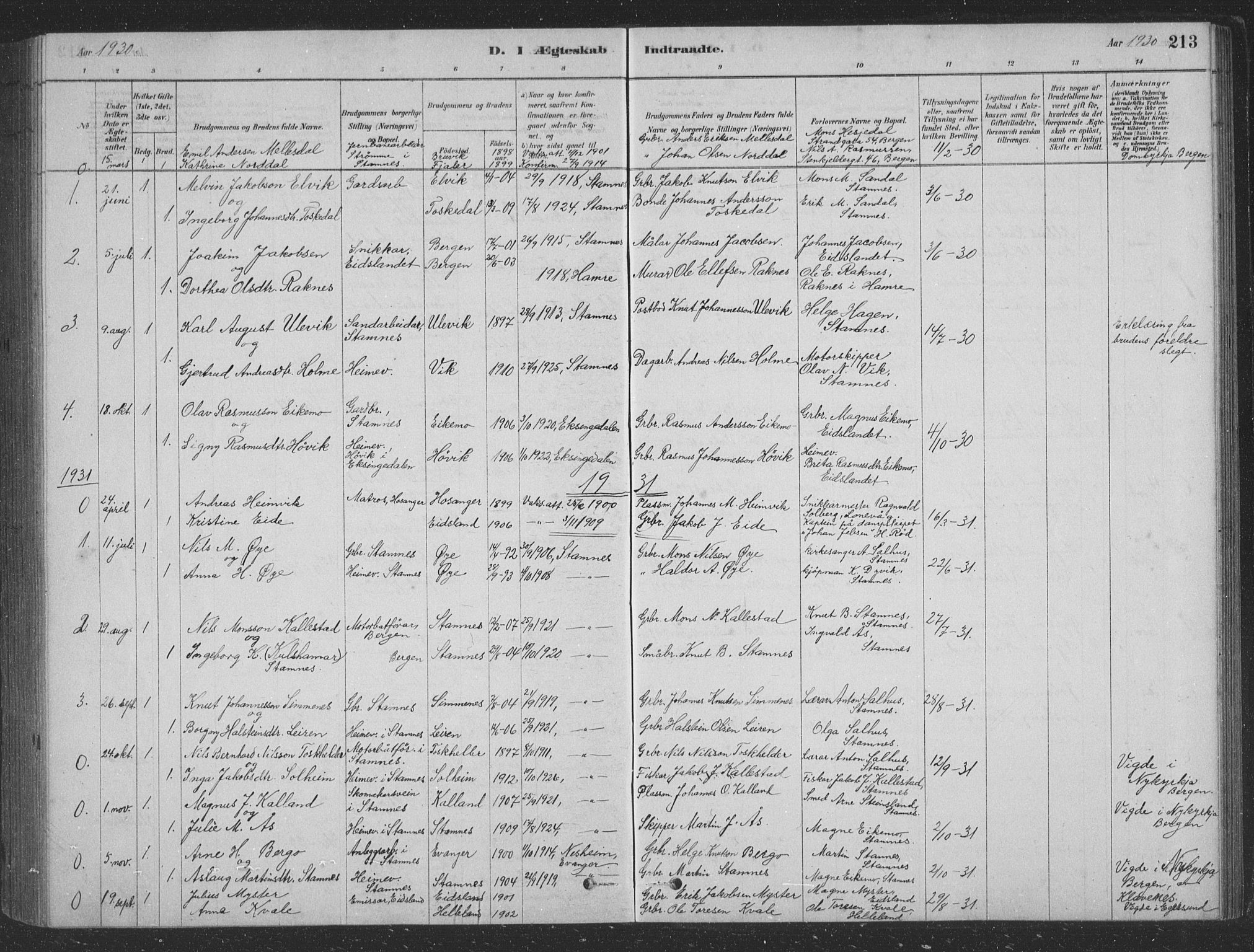 Vaksdal Sokneprestembete, SAB/A-78901/H/Hab: Parish register (copy) no. D 1, 1878-1939, p. 213