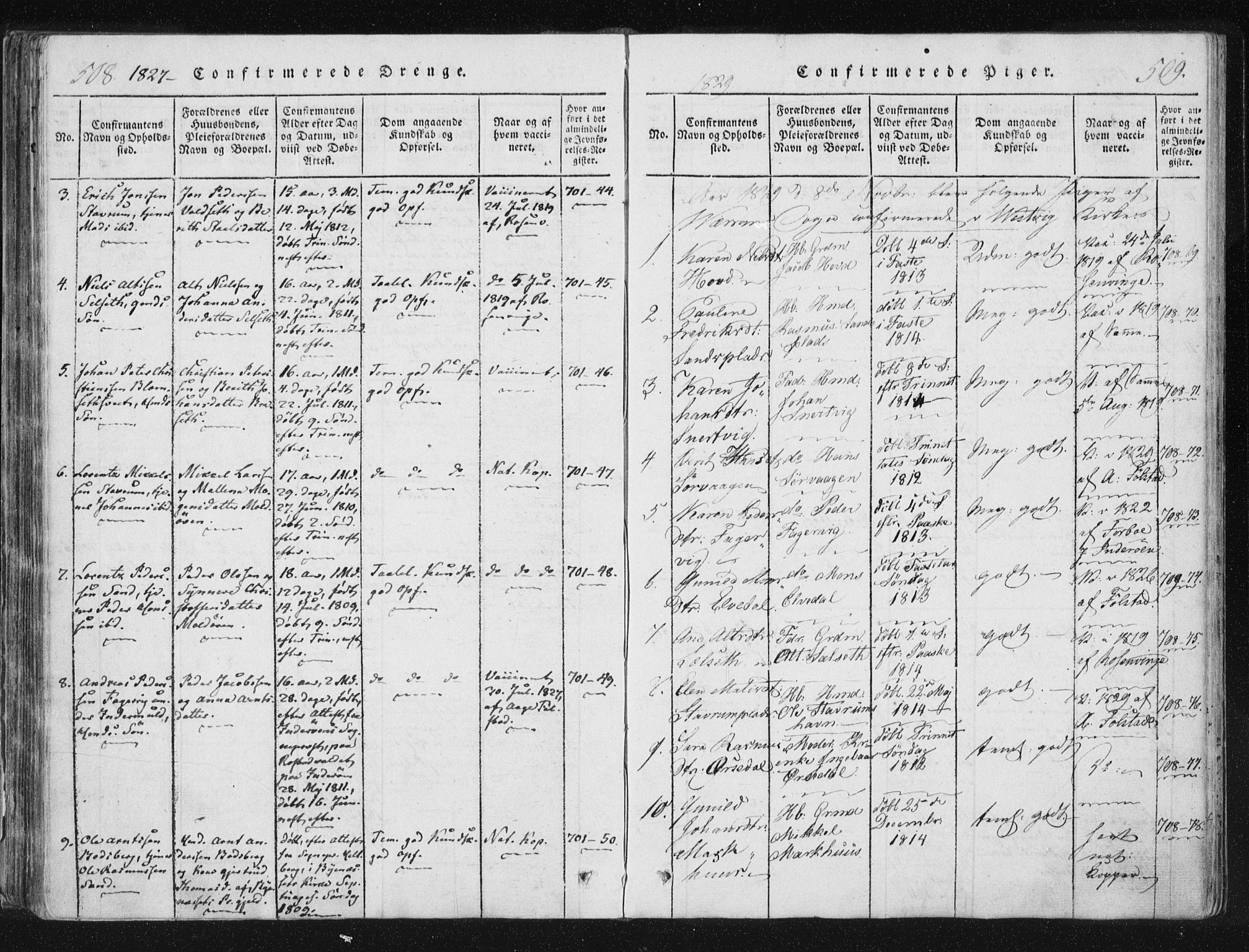 Ministerialprotokoller, klokkerbøker og fødselsregistre - Nord-Trøndelag, SAT/A-1458/744/L0417: Parish register (official) no. 744A01, 1817-1842, p. 508-509
