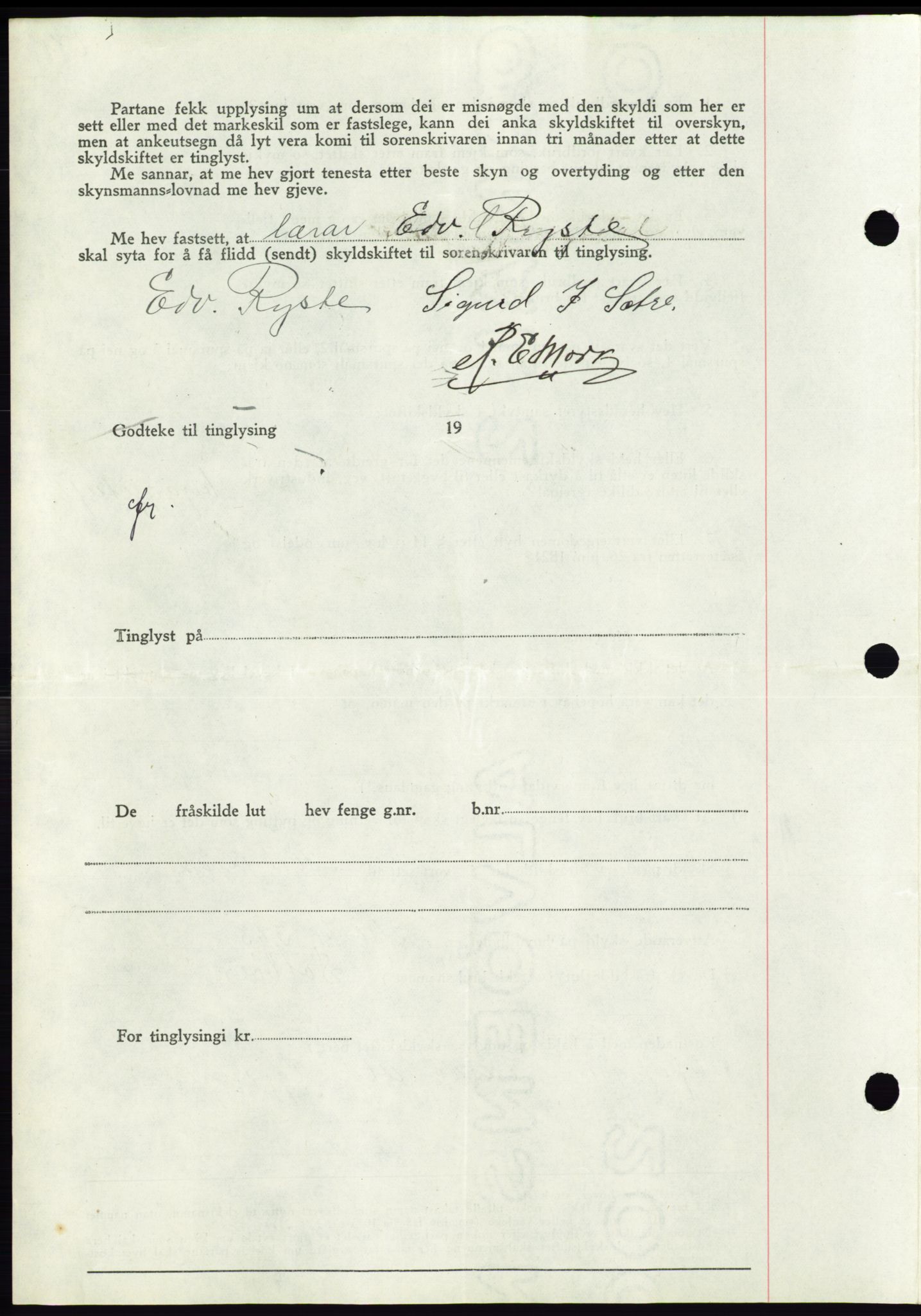 Søre Sunnmøre sorenskriveri, AV/SAT-A-4122/1/2/2C/L0070: Mortgage book no. 64, 1940-1941, Diary no: : 644/1940