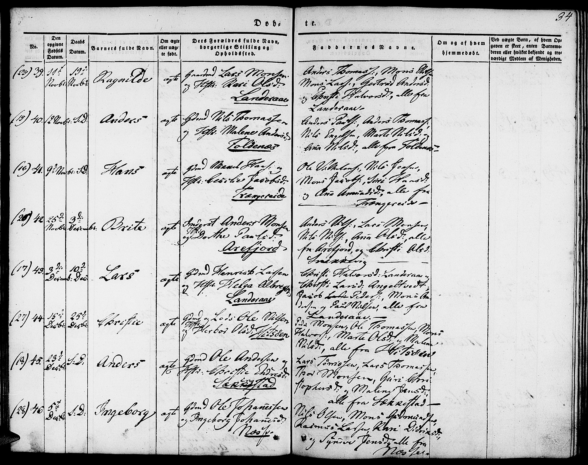 Fjell sokneprestembete, AV/SAB-A-75301/H/Haa: Parish register (official) no. A 1, 1835-1850, p. 34