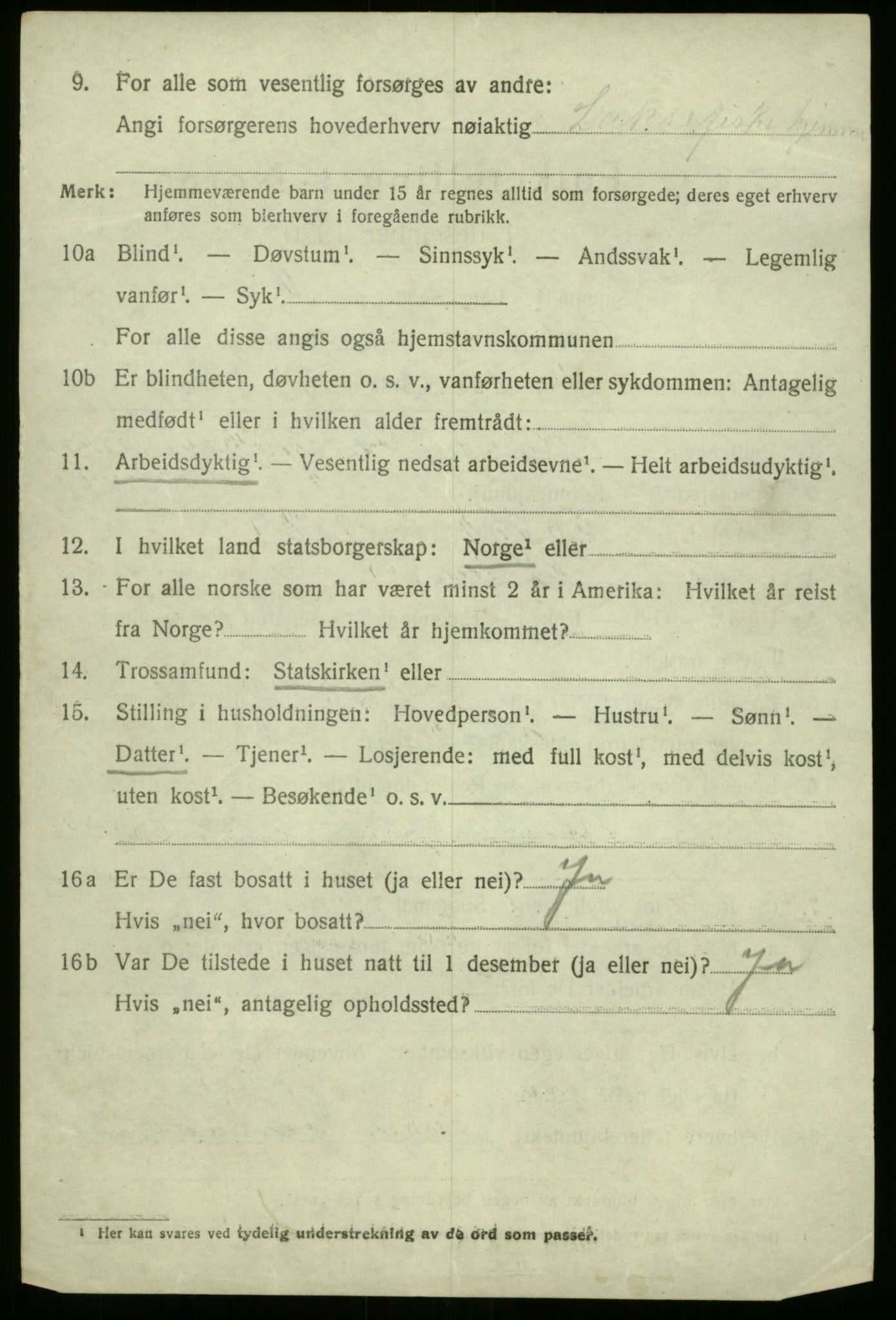 SAB, 1920 census for Selje, 1920, p. 3366