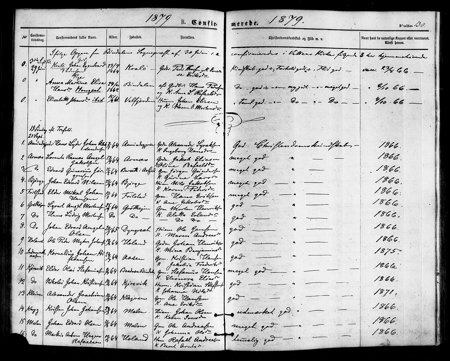 Ministerialprotokoller, klokkerbøker og fødselsregistre - Nordland, SAT/A-1459/812/L0177: Parish register (official) no. 812A06, 1875-1885, p. 130
