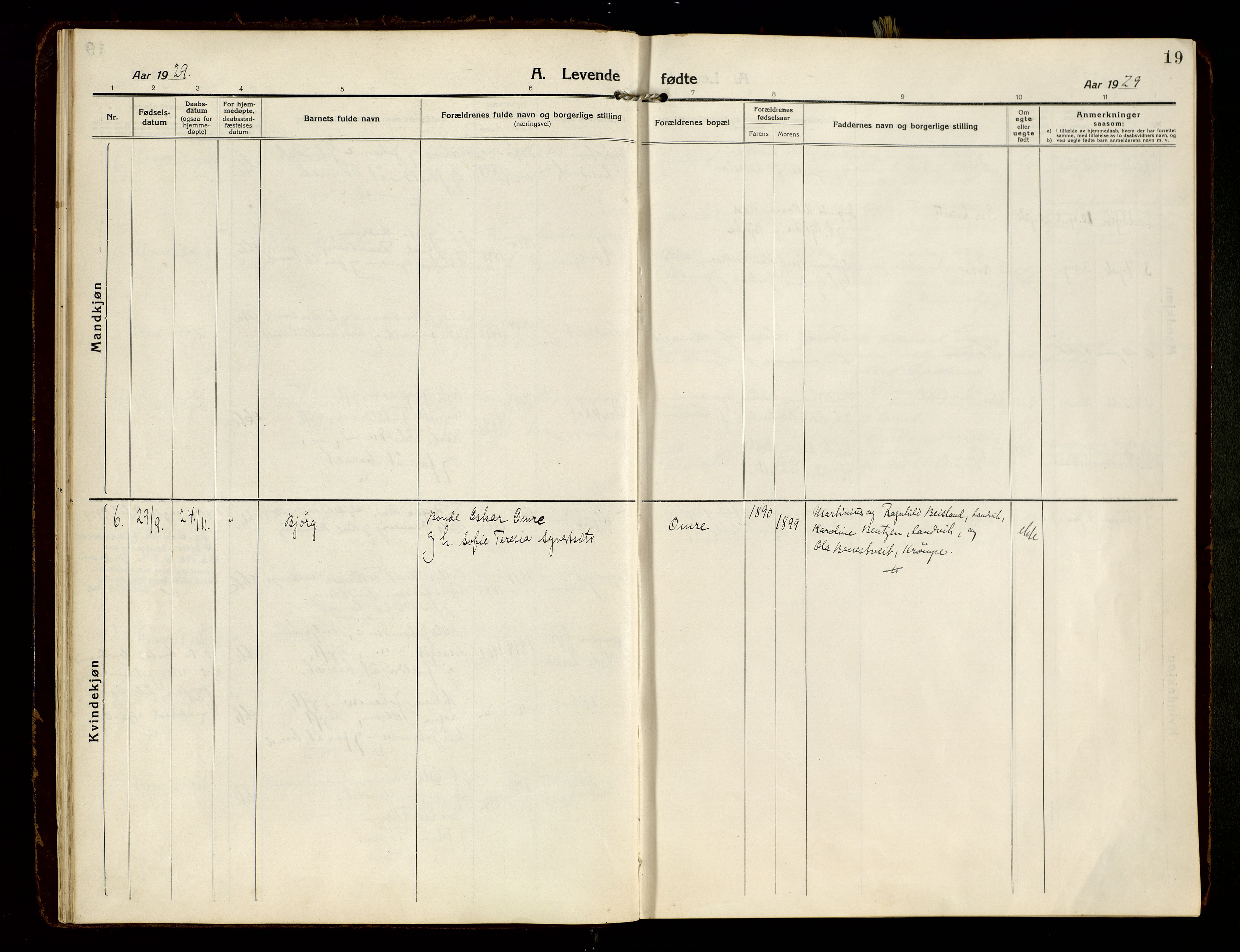 Hommedal sokneprestkontor, SAK/1111-0023/F/Fa/Faa/L0004: Parish register (official) no. A 4, 1916-1945, p. 19