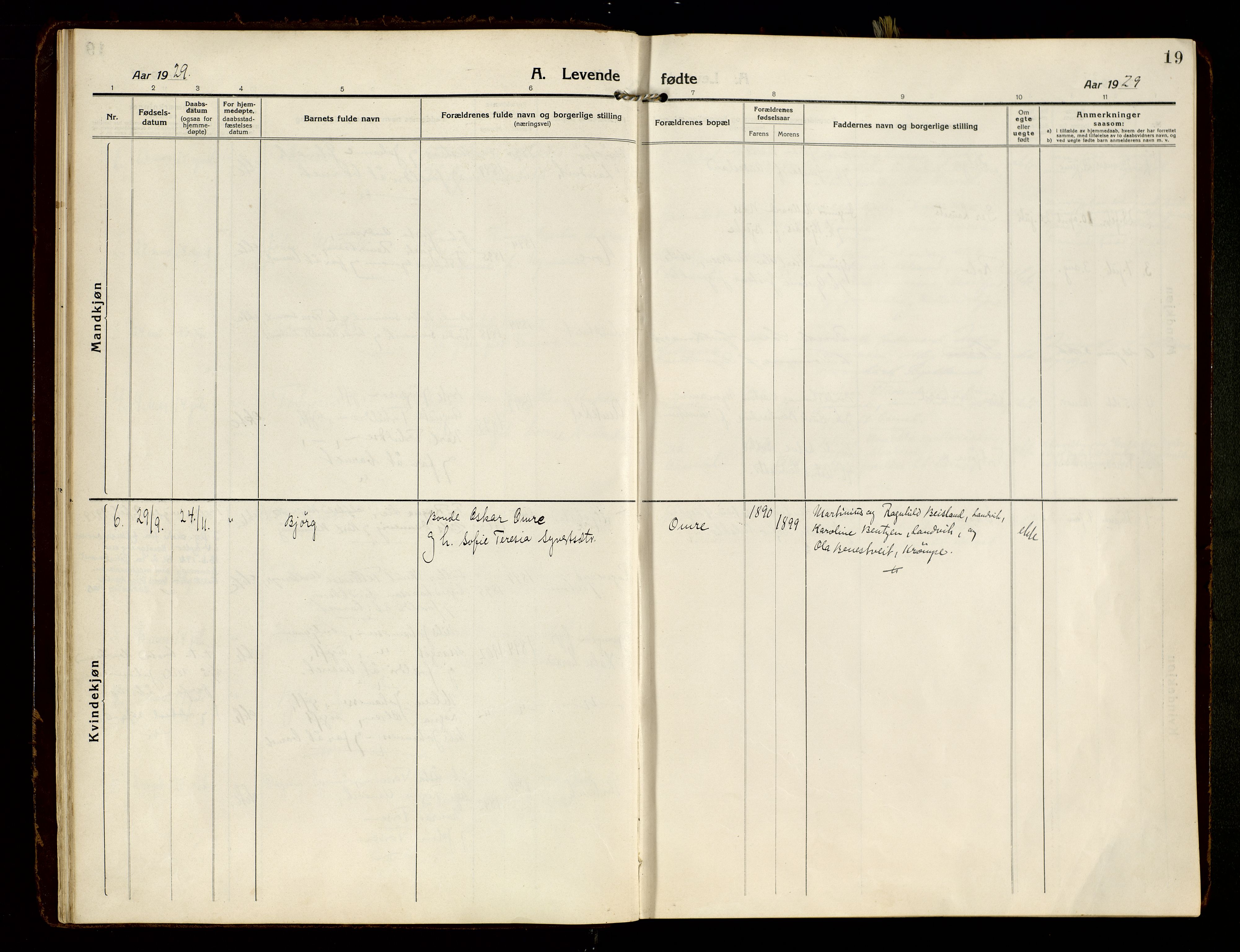 Hommedal sokneprestkontor, AV/SAK-1111-0023/F/Fa/Faa/L0004: Parish register (official) no. A 4, 1916-1945, p. 19