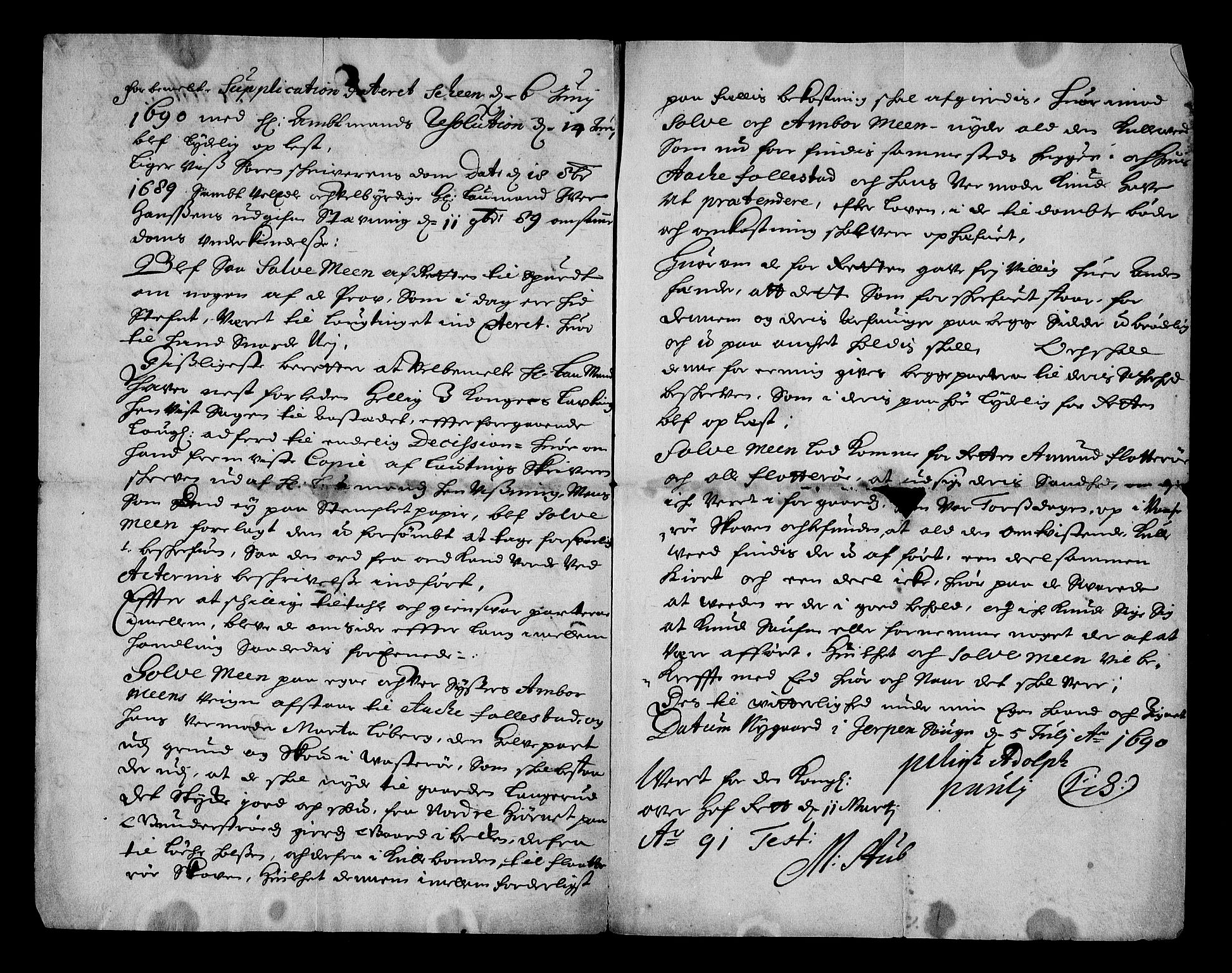 Stattholderembetet 1572-1771, RA/EA-2870/Af/L0004: Avskrifter av vedlegg til originale supplikker, nummerert i samsvar med supplikkbøkene, 1691-1694, p. 106