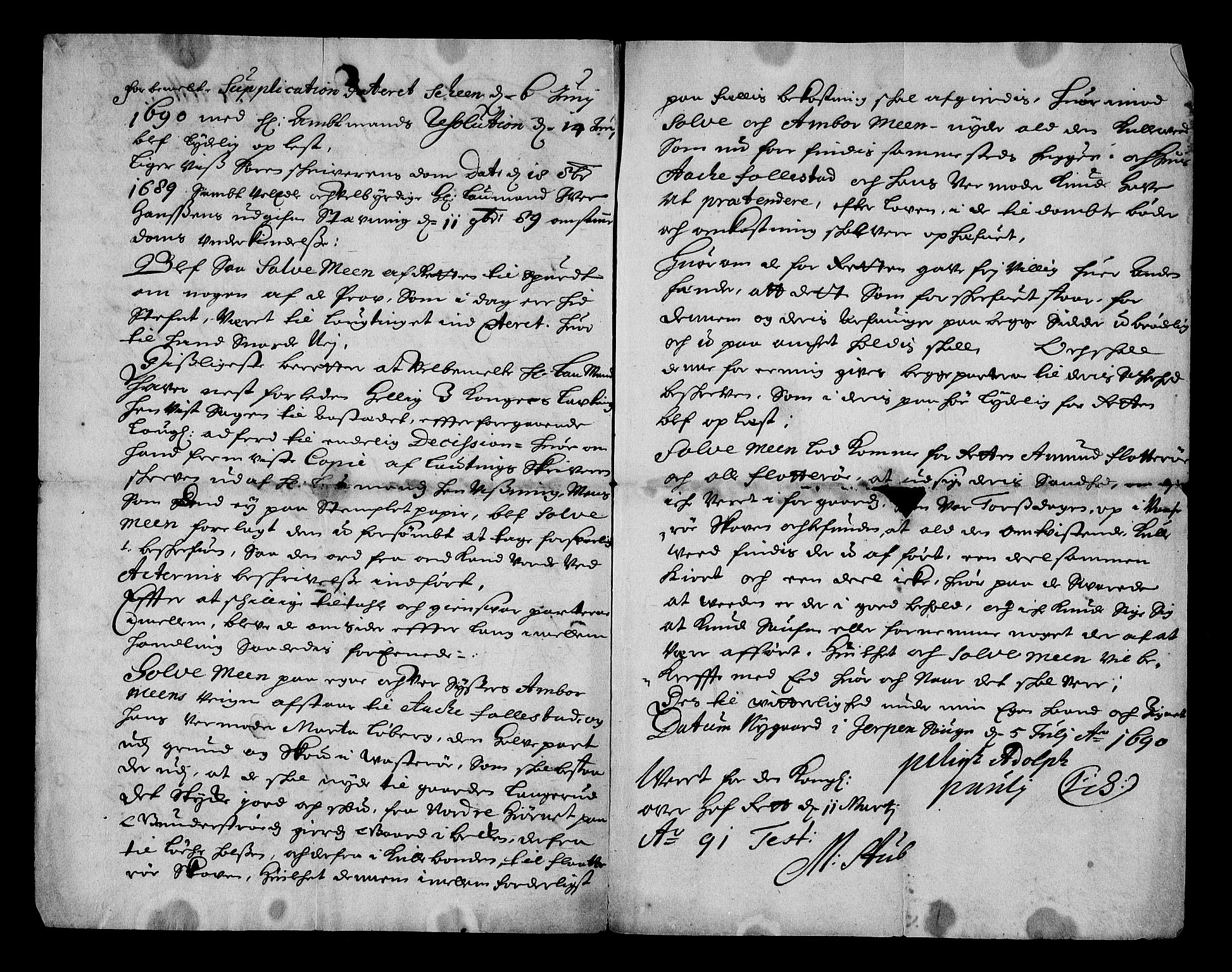 Stattholderembetet 1572-1771, AV/RA-EA-2870/Af/L0004: Avskrifter av vedlegg til originale supplikker, nummerert i samsvar med supplikkbøkene, 1691-1694, p. 106