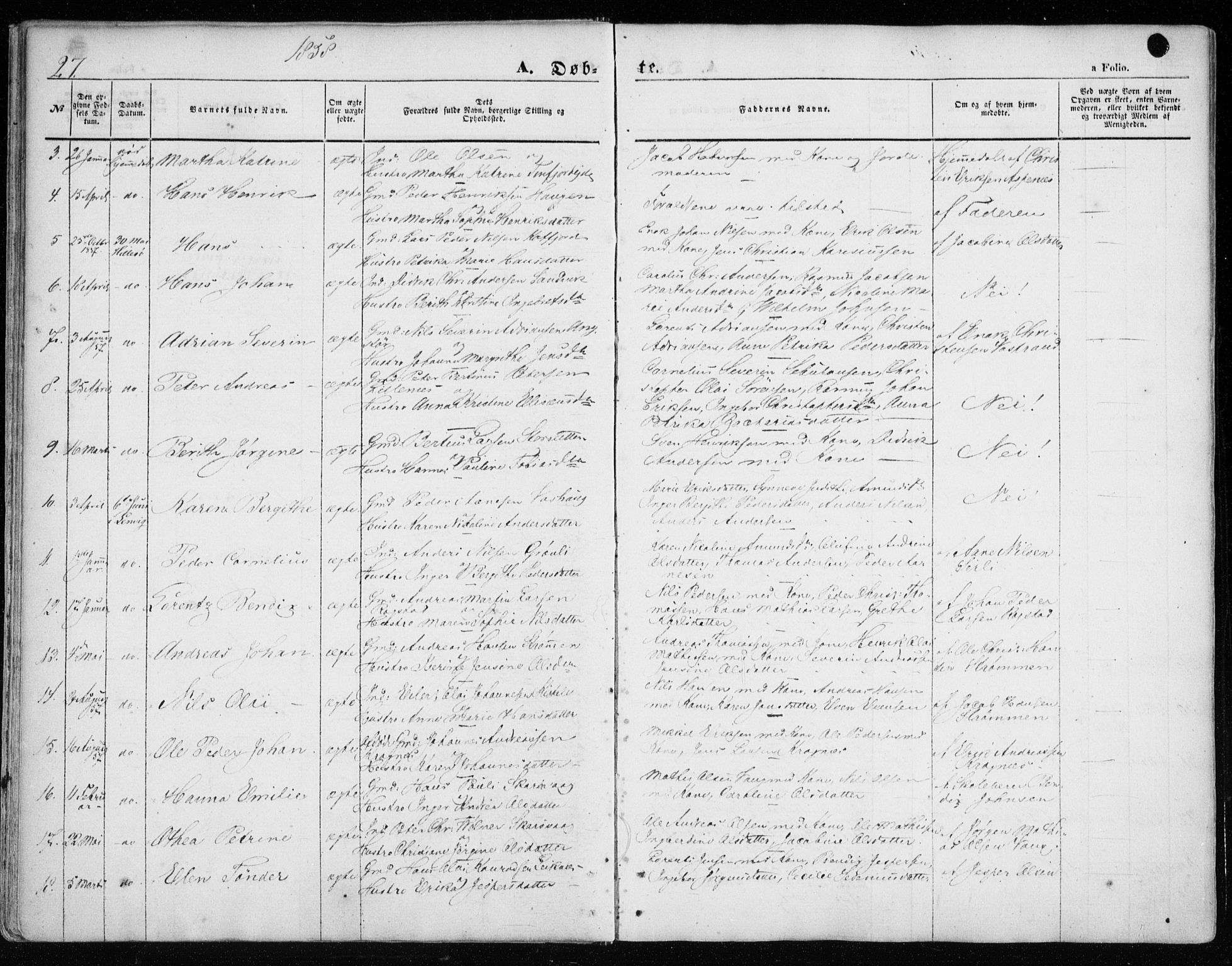 Lenvik sokneprestembete, SATØ/S-1310/H/Ha/Haa/L0007kirke: Parish register (official) no. 7, 1855-1865, p. 27