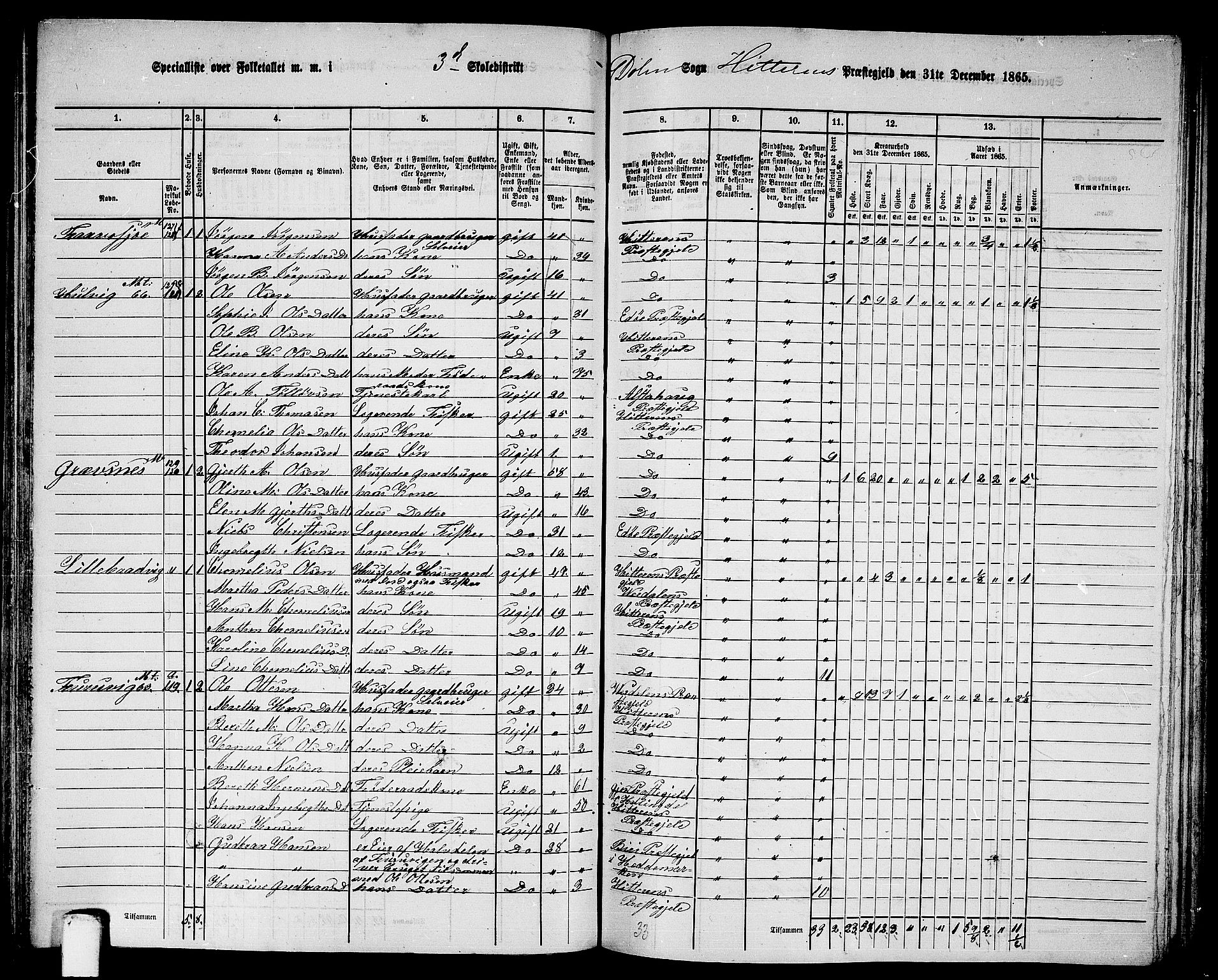 RA, 1865 census for Hitra, 1865, p. 162