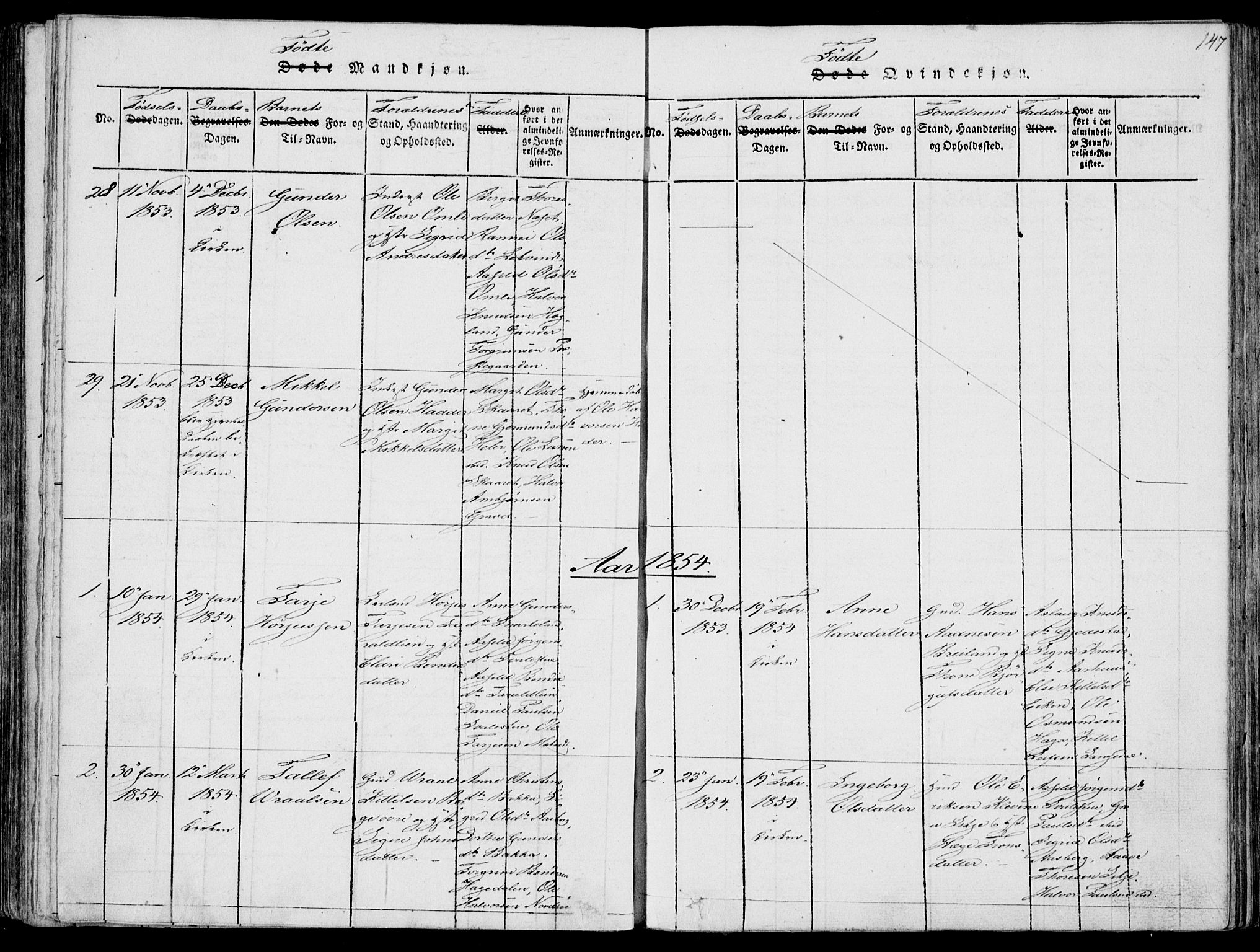 Fyresdal kirkebøker, SAKO/A-263/F/Fa/L0004: Parish register (official) no. I 4, 1815-1854, p. 147