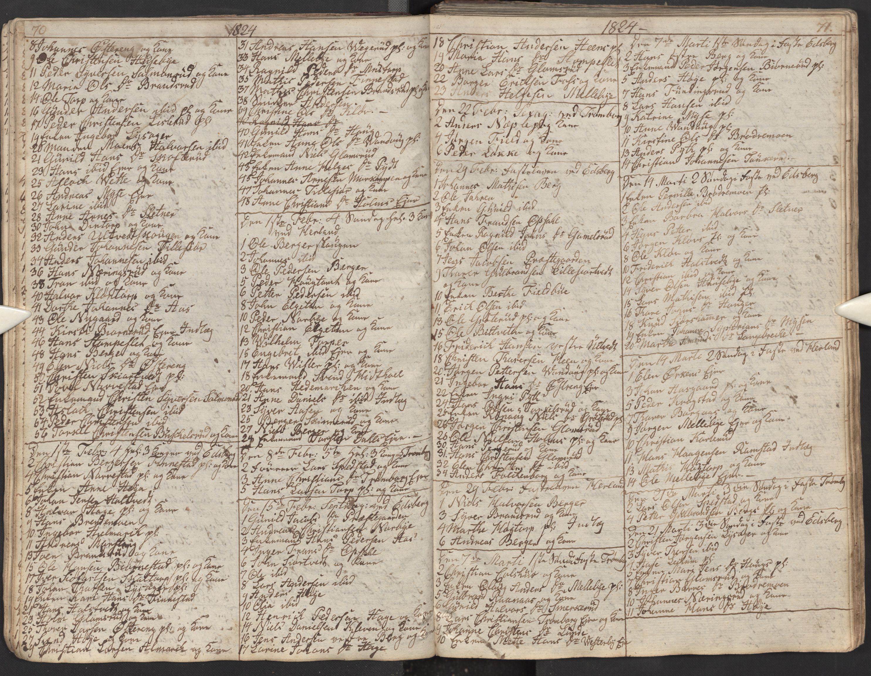 Eidsberg prestekontor Kirkebøker, AV/SAO-A-10905/M/Ma/L0002: Communicants register no. I 2, 1821-1841, p. 70-71