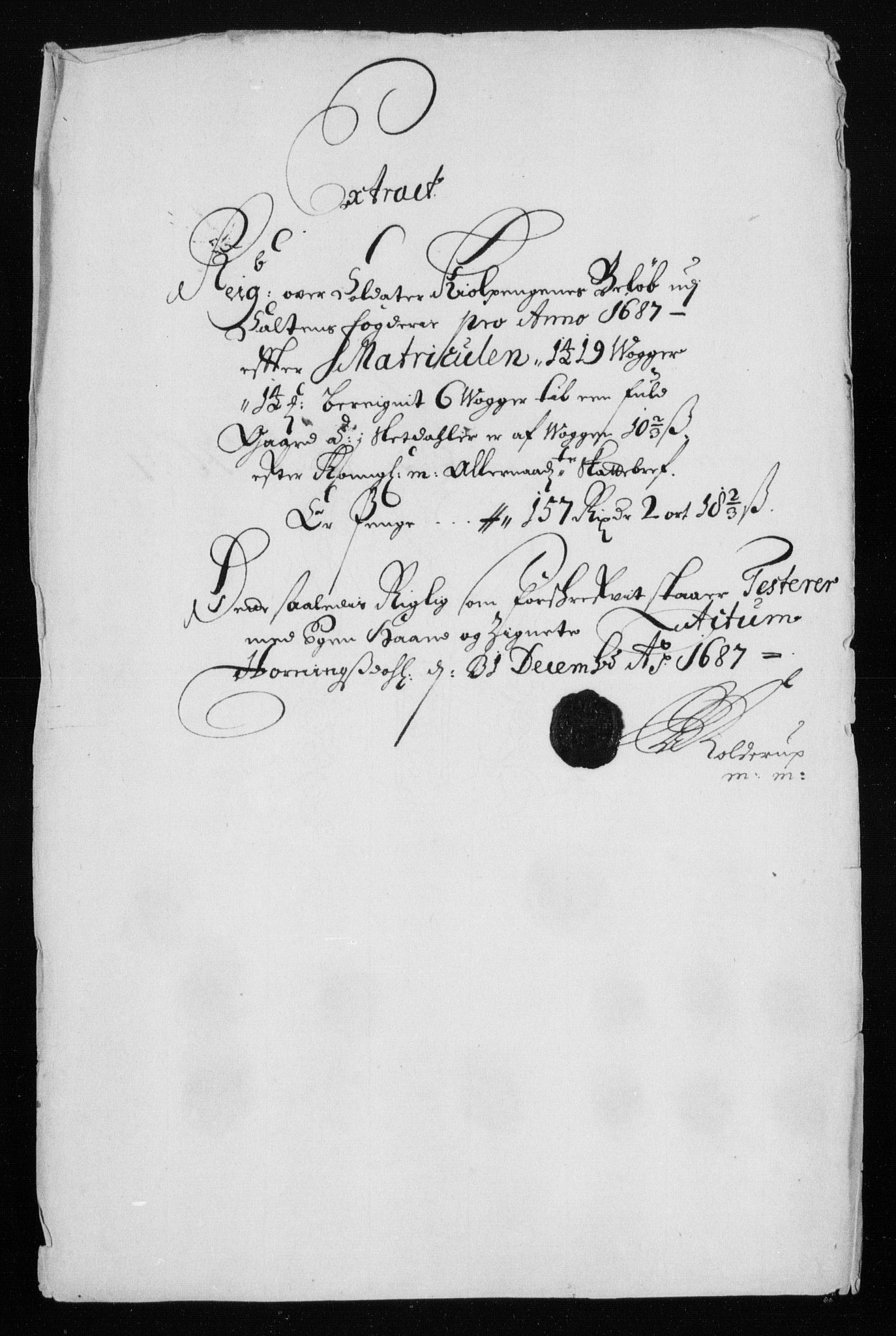 Rentekammeret inntil 1814, Reviderte regnskaper, Stiftamtstueregnskaper, Trondheim stiftamt og Nordland amt, AV/RA-EA-6044/R/Rh/L0009: Nordland amt, 1687