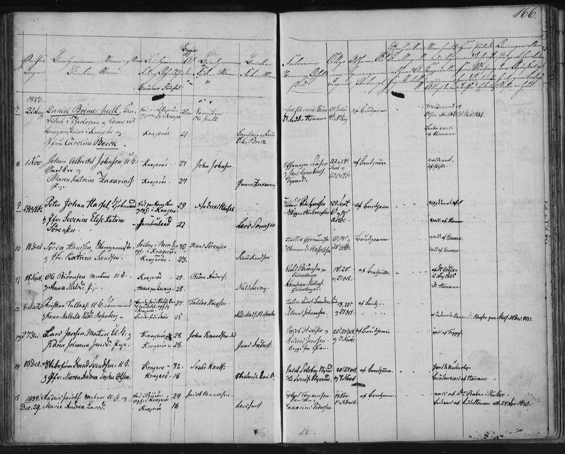 Kragerø kirkebøker, SAKO/A-278/F/Fa/L0005: Parish register (official) no. 5, 1832-1847, p. 166