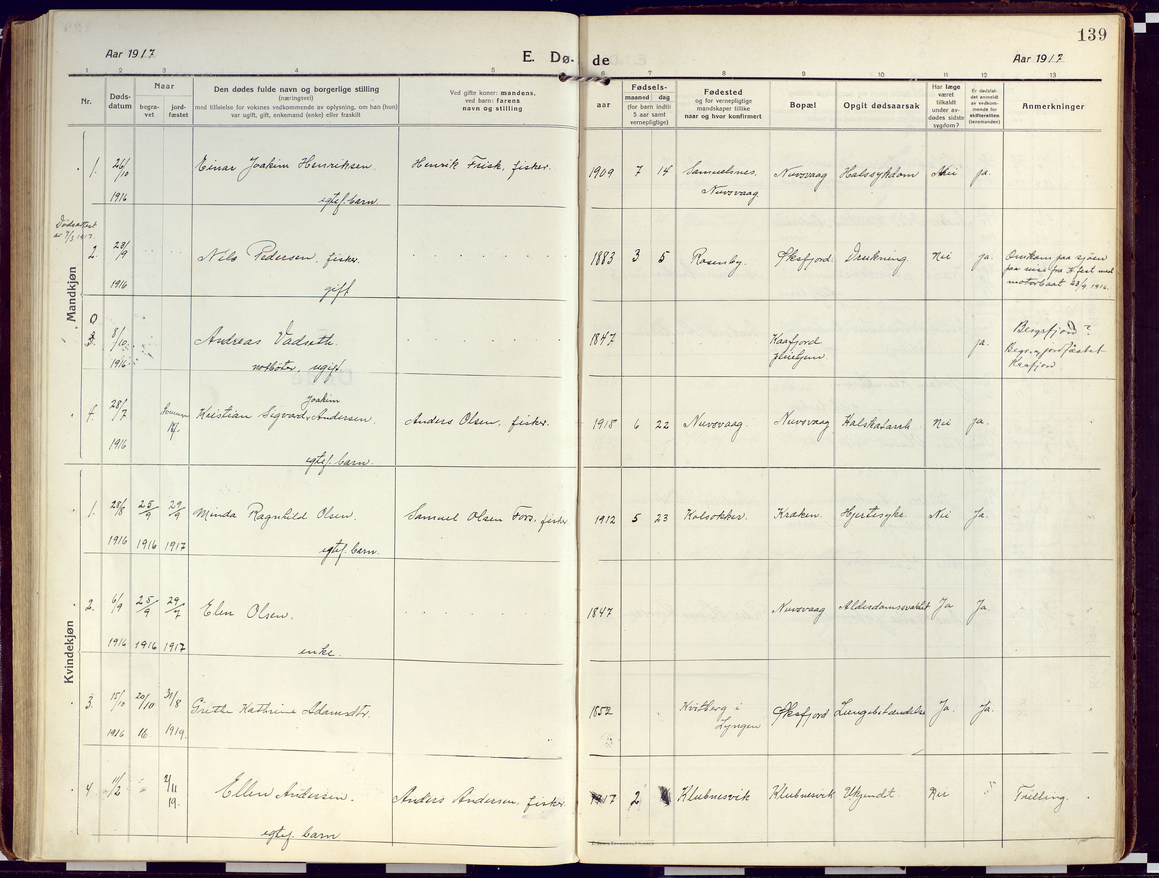 Loppa sokneprestkontor, SATØ/S-1339/H/Ha/L0012kirke: Parish register (official) no. 12, 1917-1932, p. 139