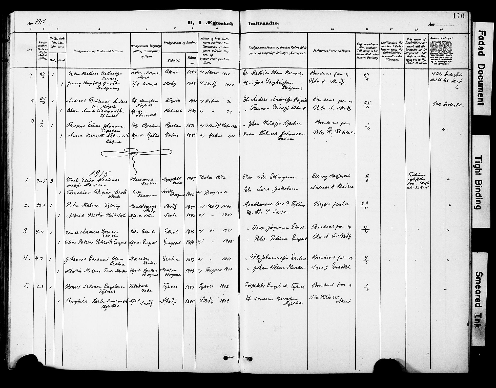 Ministerialprotokoller, klokkerbøker og fødselsregistre - Møre og Romsdal, AV/SAT-A-1454/524/L0366: Parish register (copy) no. 524C07, 1900-1931, p. 176