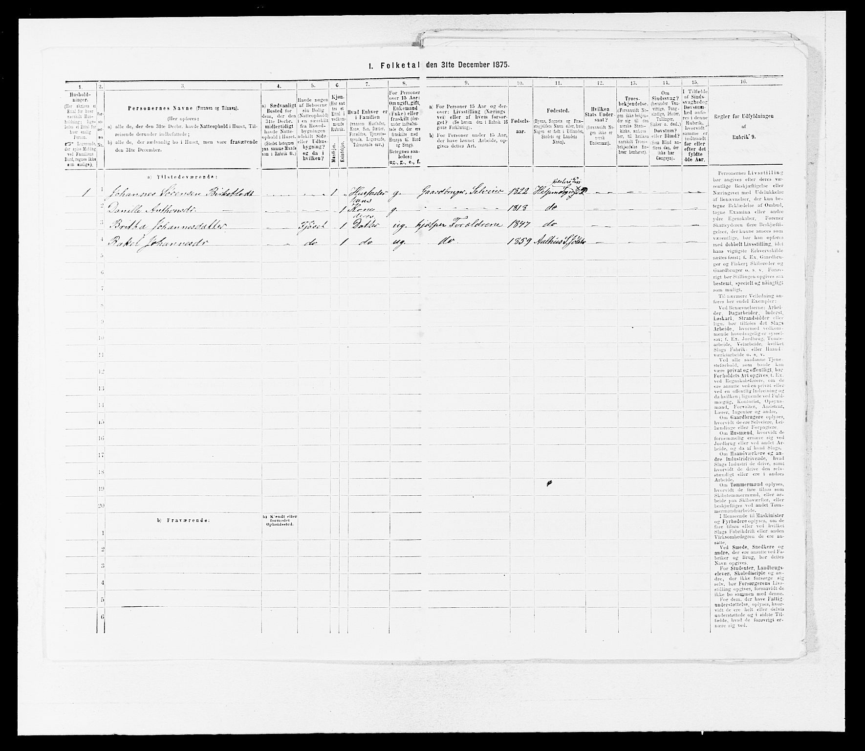 SAB, 1875 census for 1432P Førde, 1875, p. 198