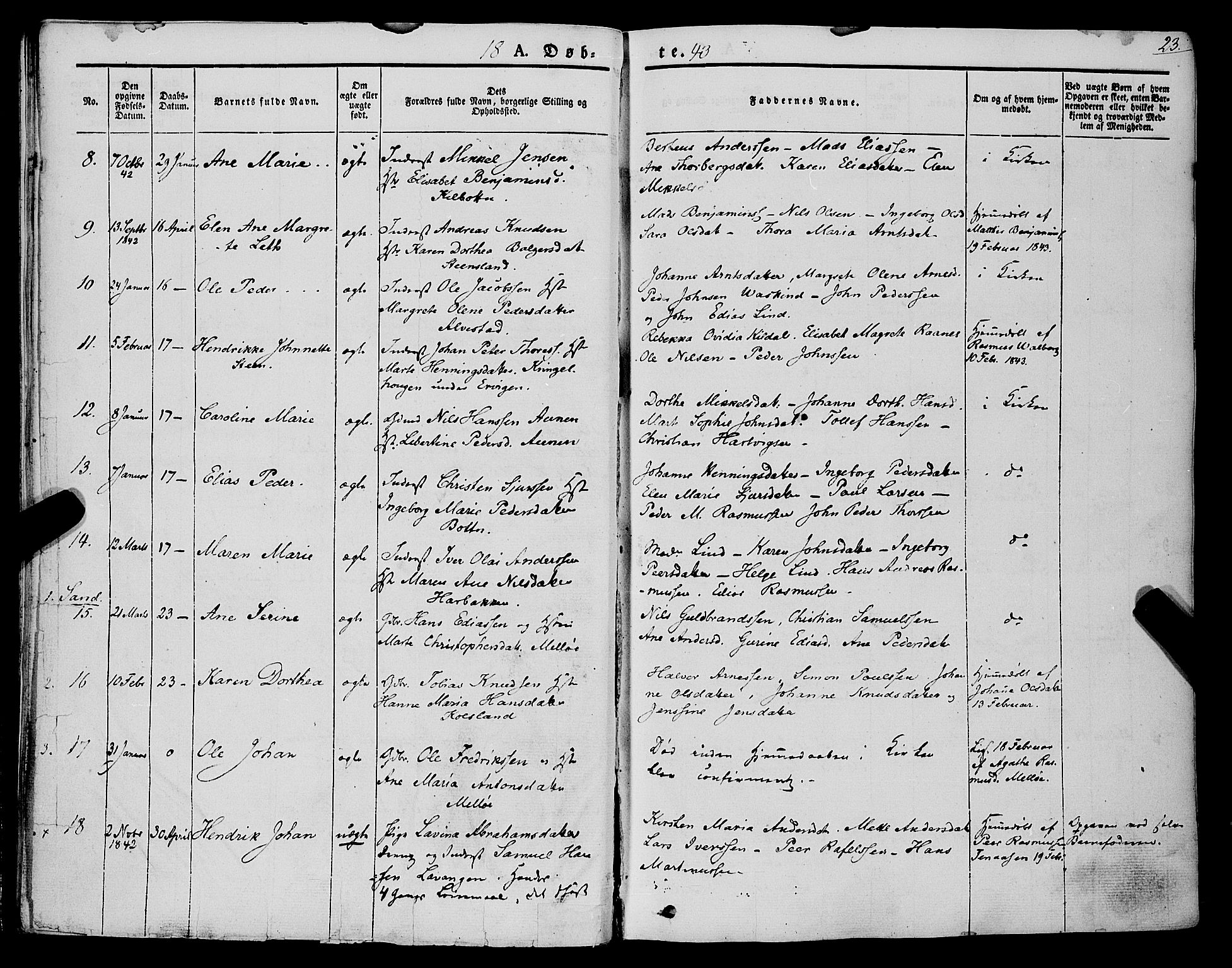 Trondenes sokneprestkontor, SATØ/S-1319/H/Ha/L0009kirke: Parish register (official) no. 9, 1841-1852, p. 23