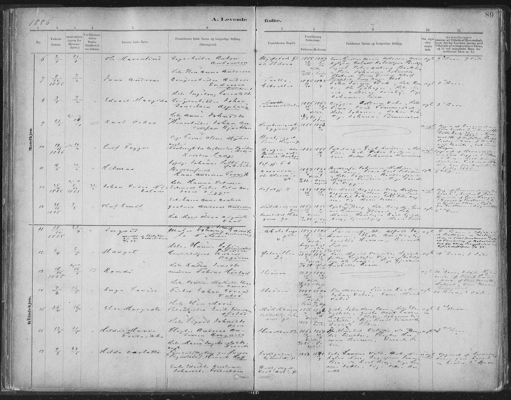 Ministerialprotokoller, klokkerbøker og fødselsregistre - Sør-Trøndelag, SAT/A-1456/603/L0162: Parish register (official) no. 603A01, 1879-1895, p. 89