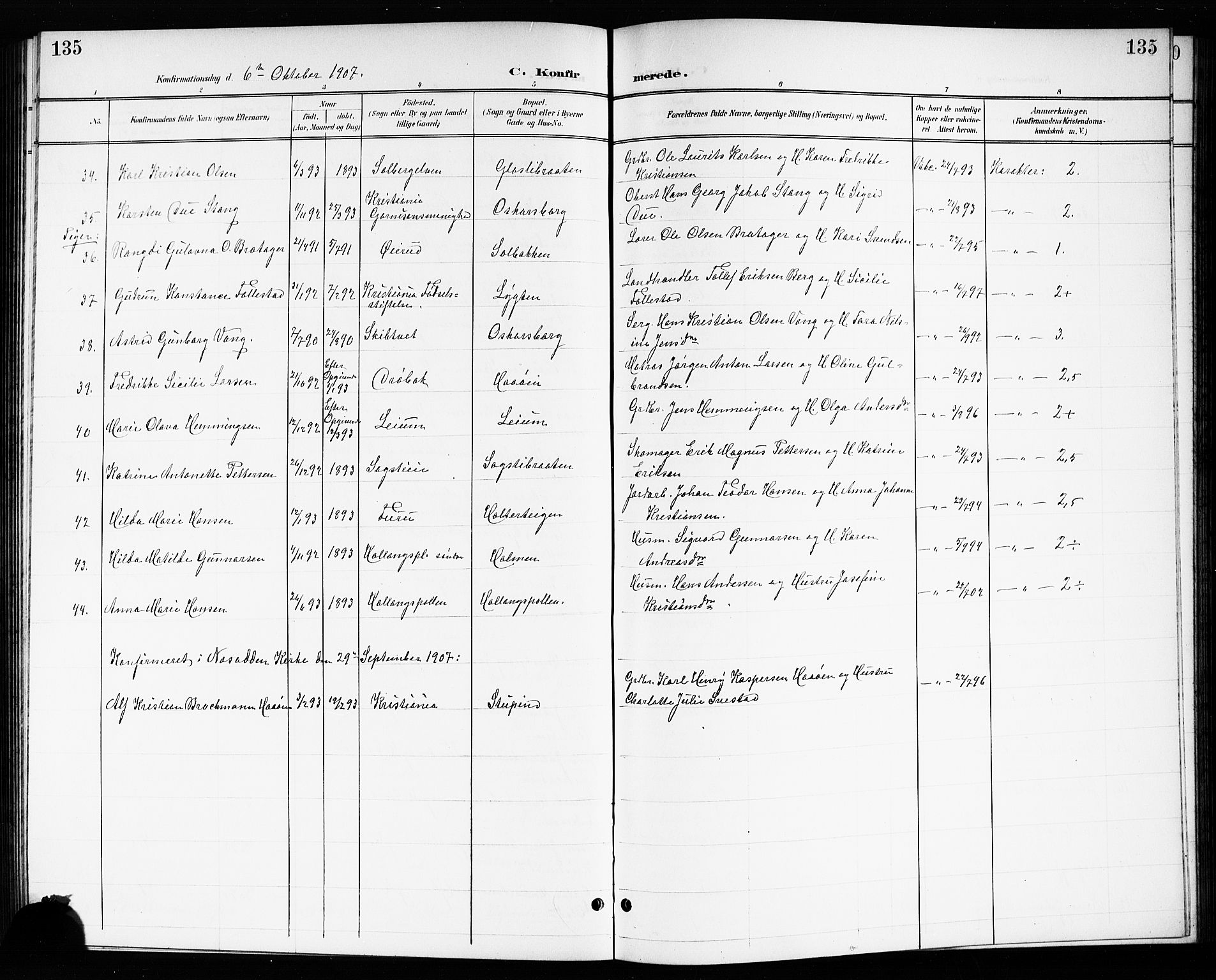 Drøbak prestekontor Kirkebøker, SAO/A-10142a/G/Gb/L0001: Parish register (copy) no. II 1, 1901-1919, p. 135