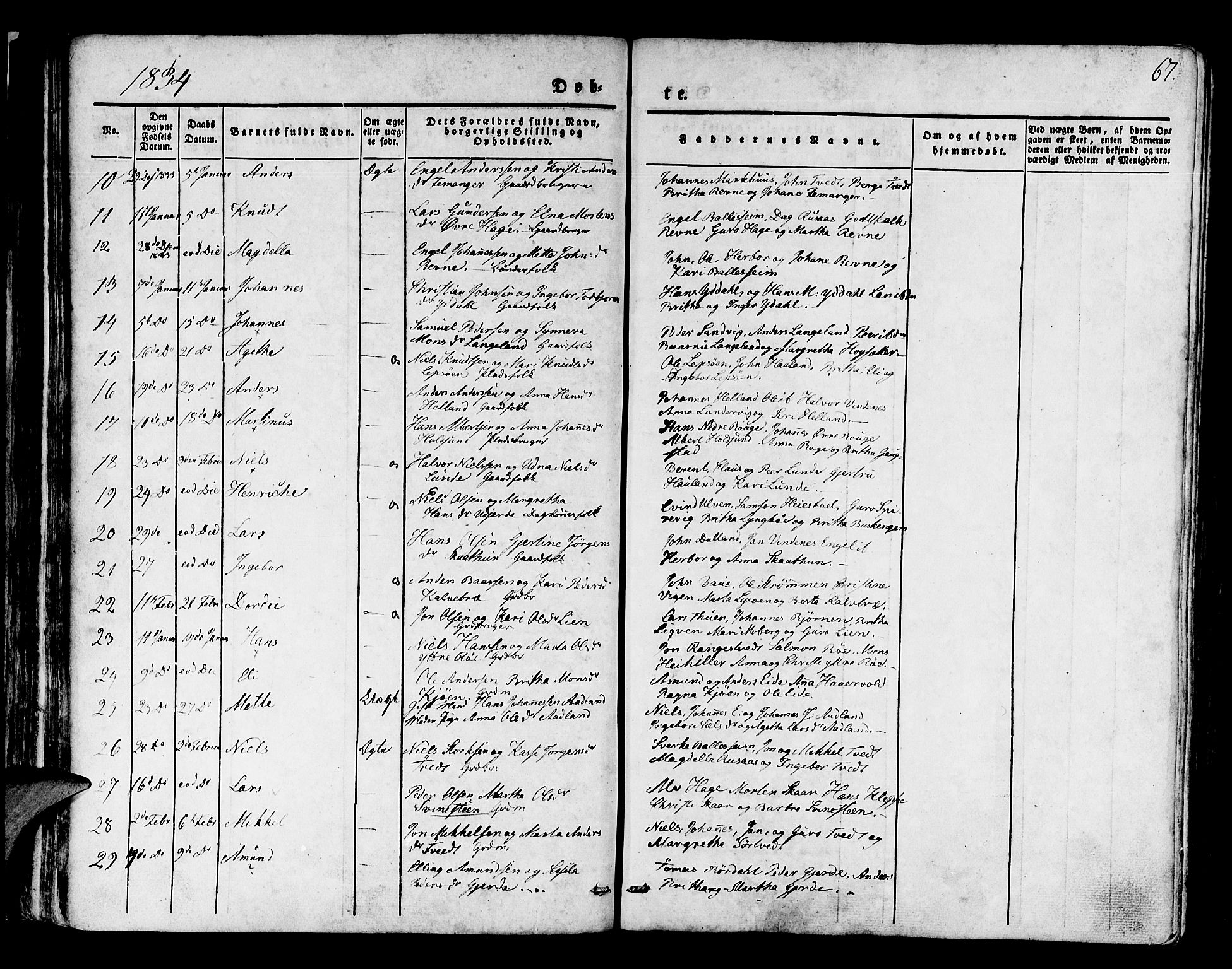 Os sokneprestembete, AV/SAB-A-99929: Parish register (official) no. A 14, 1826-1839, p. 67