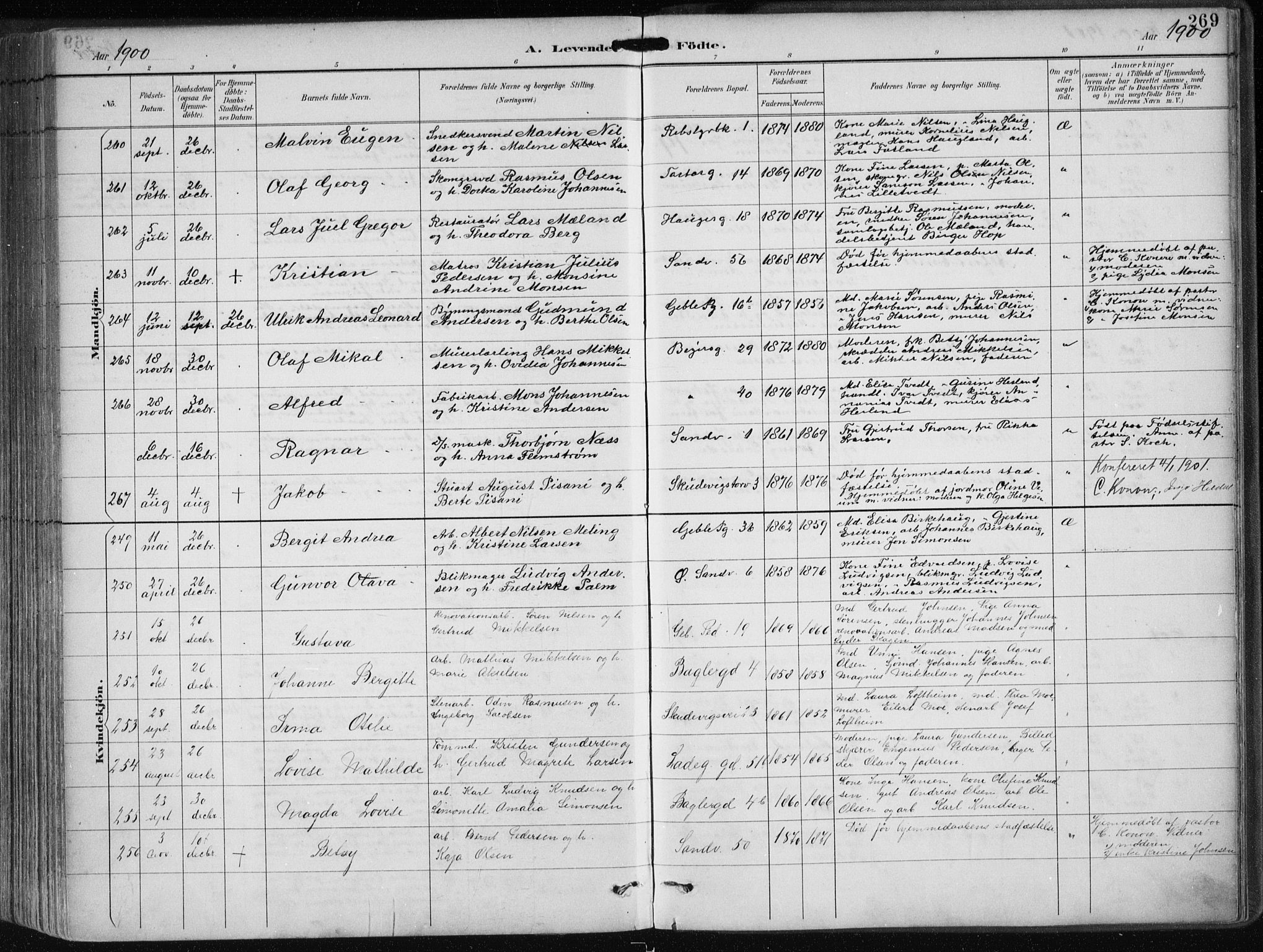 Sandviken Sokneprestembete, AV/SAB-A-77601/H/Ha/L0005: Parish register (official) no. B 2, 1891-1901, p. 269