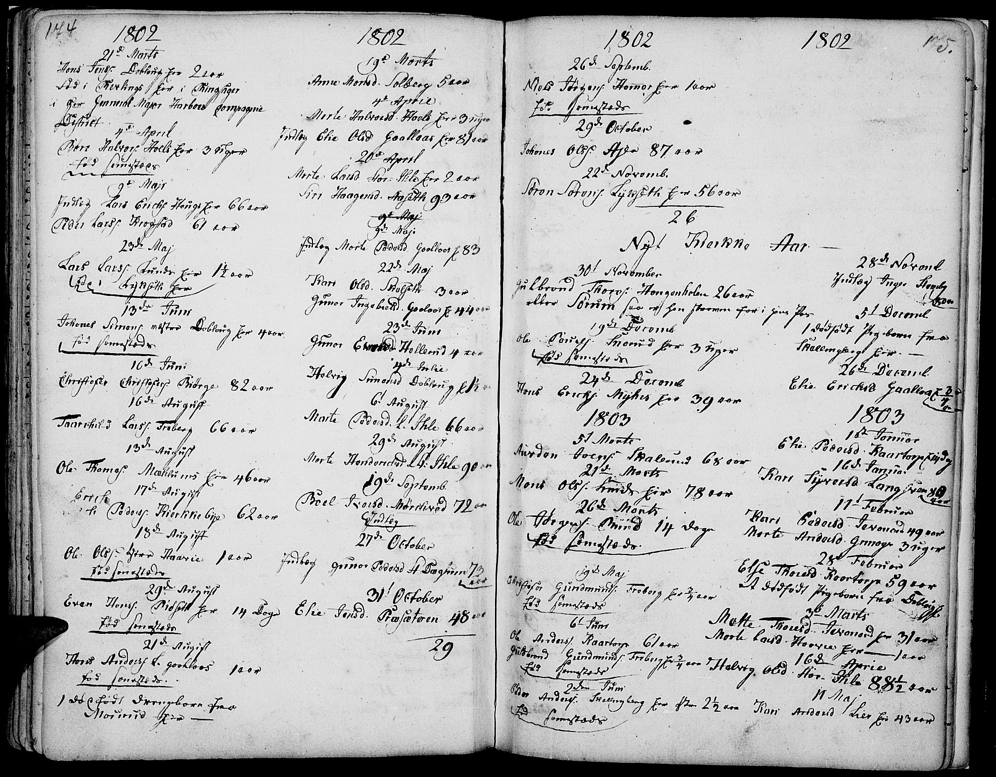 Vang prestekontor, Hedmark, SAH/PREST-008/H/Ha/Haa/L0002B: Parish register (official) no. 2B, 1789-1810, p. 174-175
