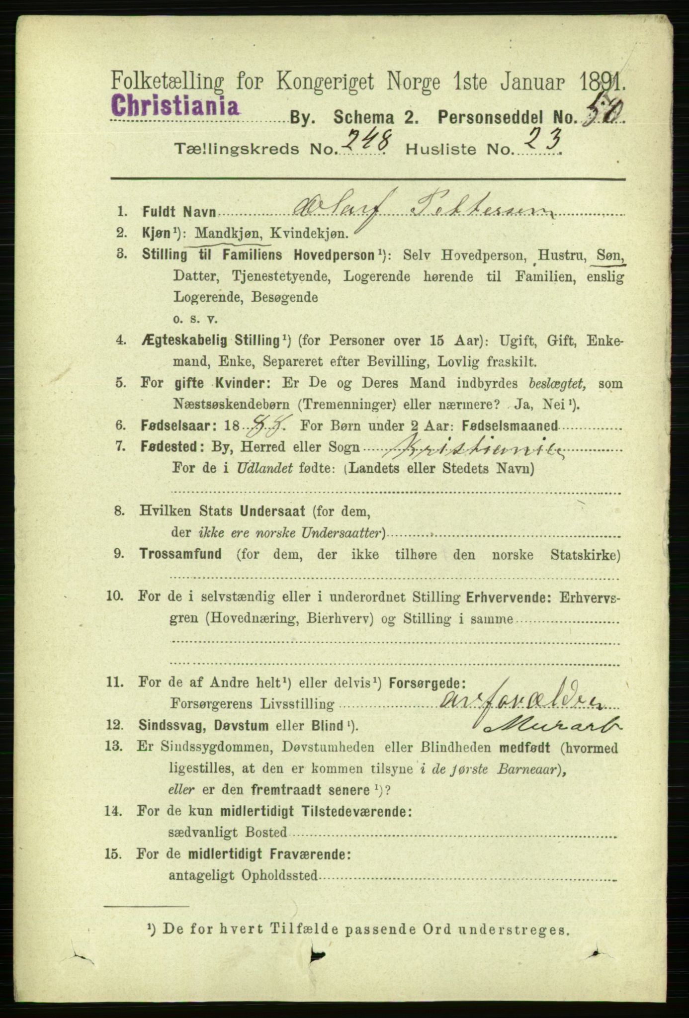 RA, 1891 census for 0301 Kristiania, 1891, p. 152268