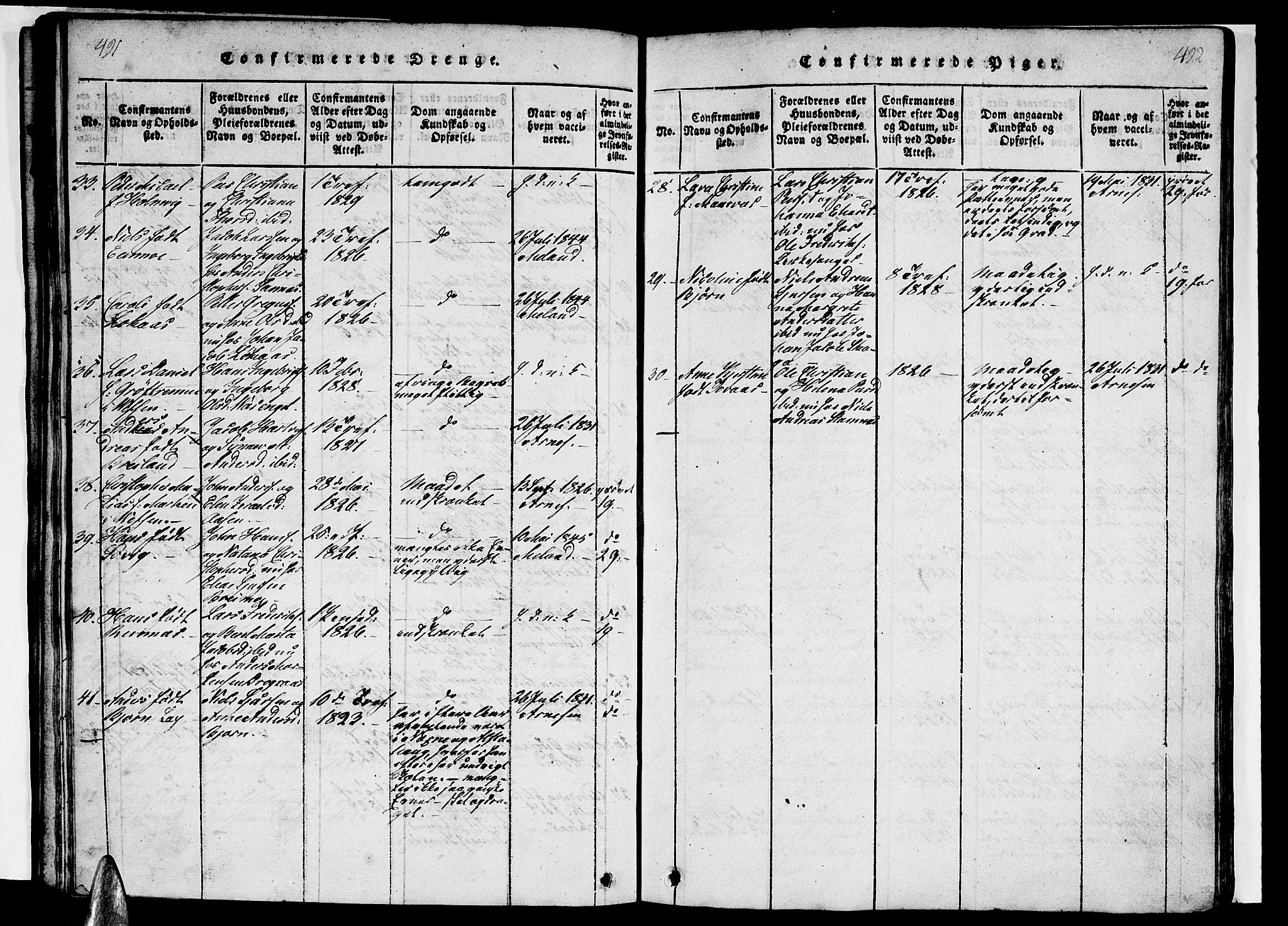 Ministerialprotokoller, klokkerbøker og fødselsregistre - Nordland, AV/SAT-A-1459/831/L0474: Parish register (copy) no. 831C01, 1820-1850, p. 491-492