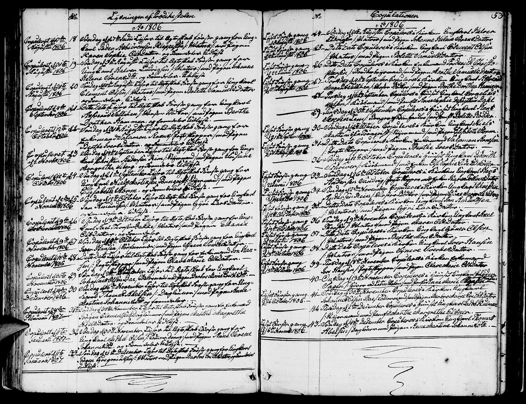 Nykirken Sokneprestembete, SAB/A-77101/H/Hab: Parish register (copy) no. A 2, 1782-1847, p. 53
