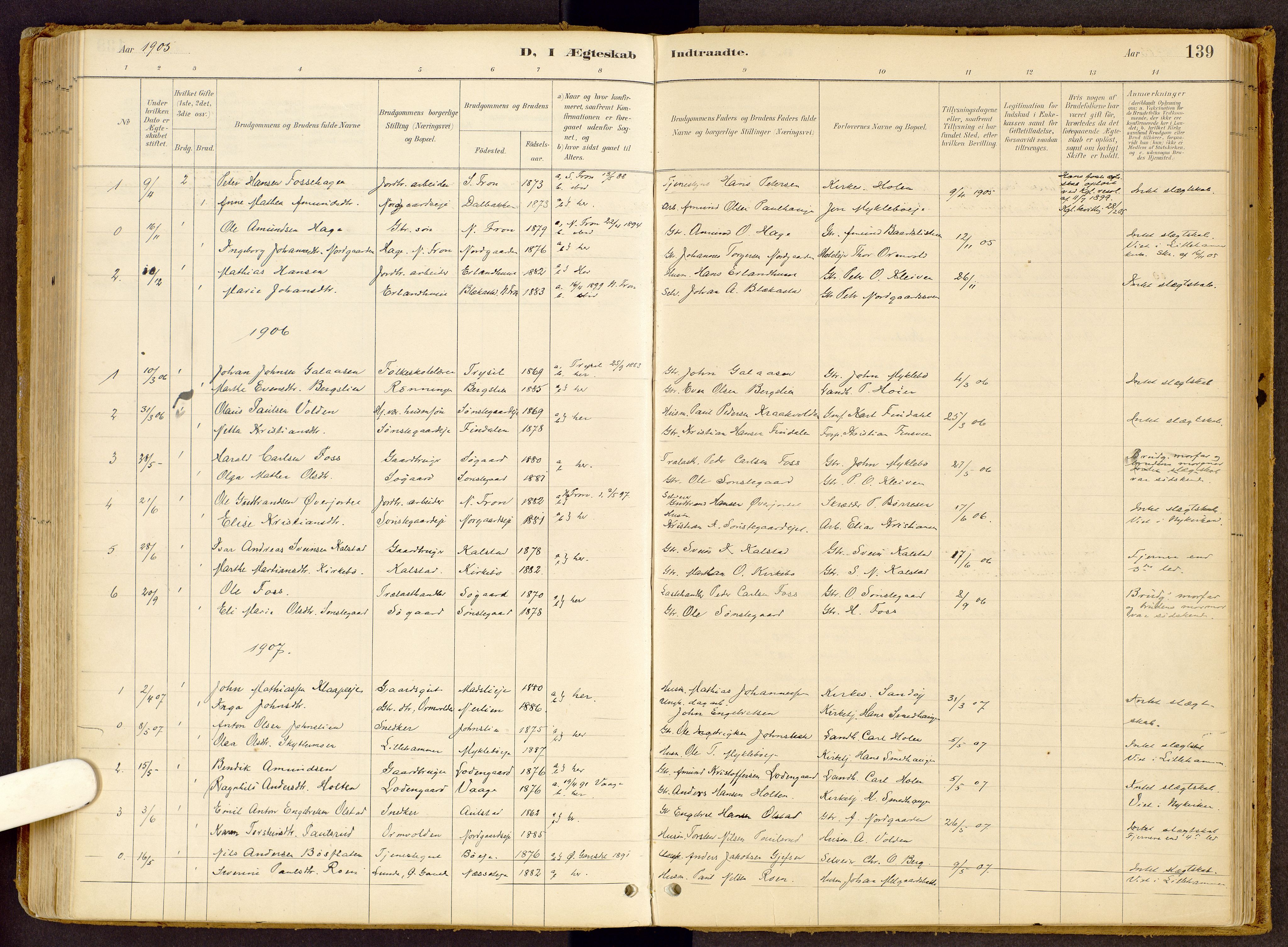 Vestre Gausdal prestekontor, SAH/PREST-094/H/Ha/Haa/L0002: Parish register (official) no. 2, 1887-1918, p. 139