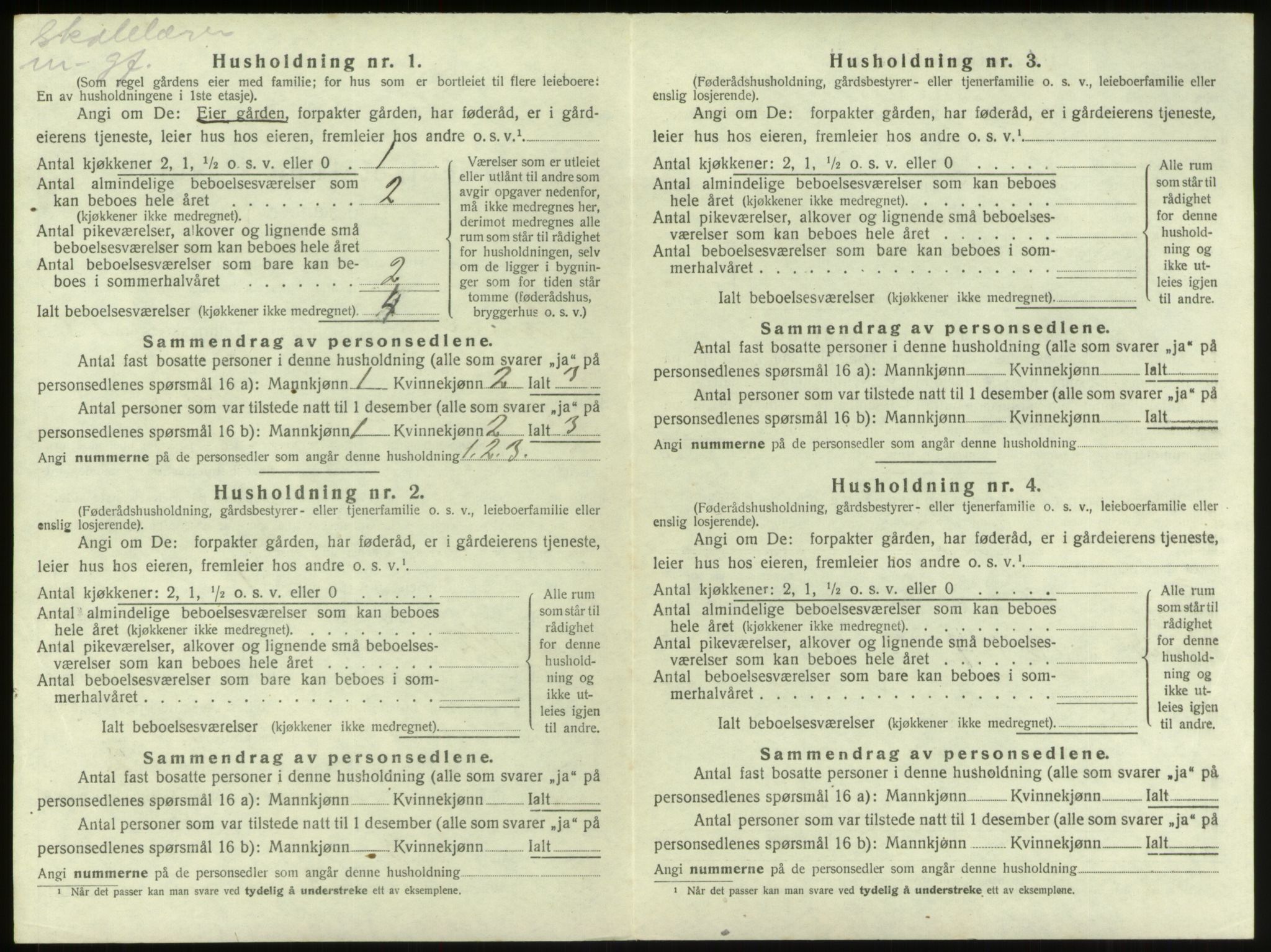 SAB, 1920 census for Innvik, 1920, p. 858