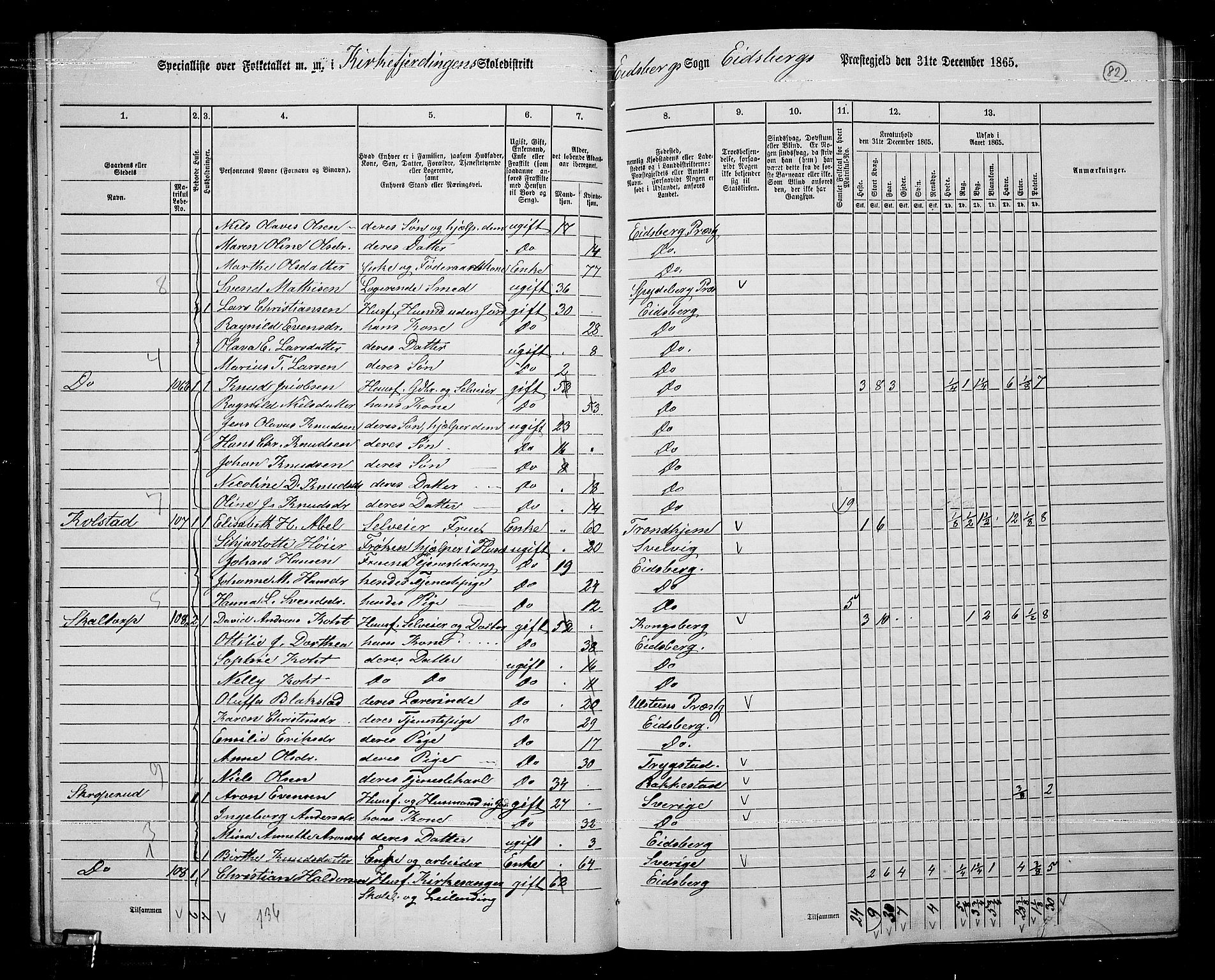 RA, 1865 census for Eidsberg, 1865, p. 71