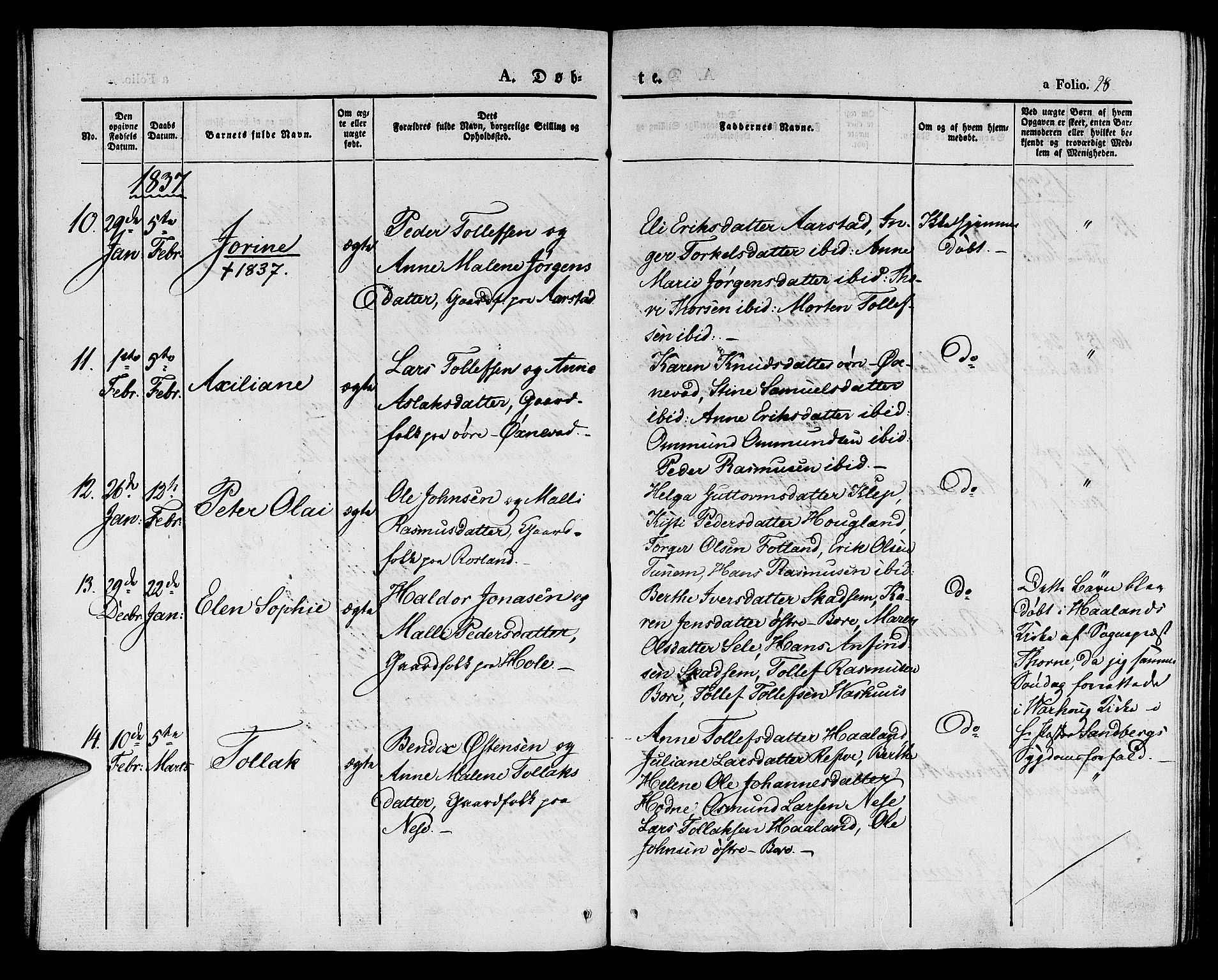 Klepp sokneprestkontor, SAST/A-101803/001/3/30BA/L0003: Parish register (official) no. A 3, 1833-1842, p. 28