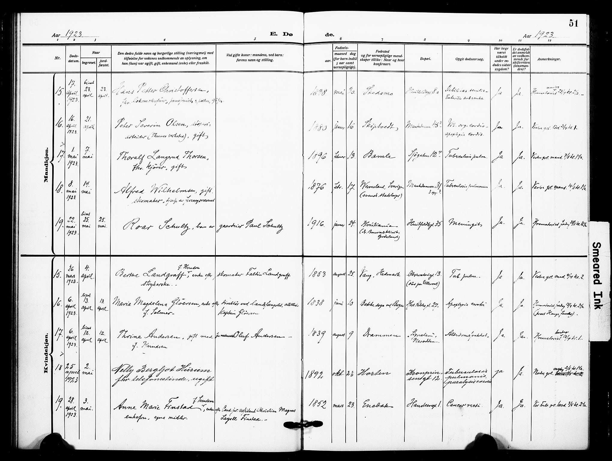 Johannes prestekontor Kirkebøker, SAO/A-10852/F/Fa/L0012: Parish register (official) no. 12, 1918-1930, p. 51