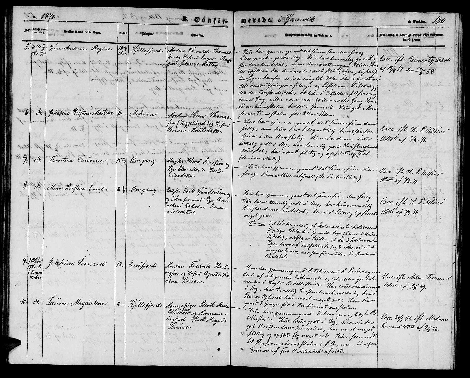 Tana sokneprestkontor, SATØ/S-1334/H/Hb/L0002klokker: Parish register (copy) no. 2 /2, 1867-1877, p. 130