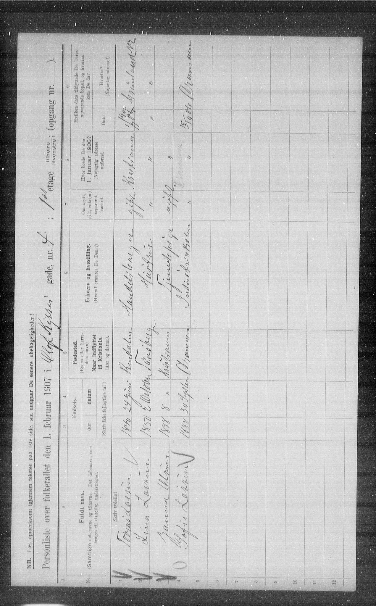 OBA, Municipal Census 1907 for Kristiania, 1907, p. 38597