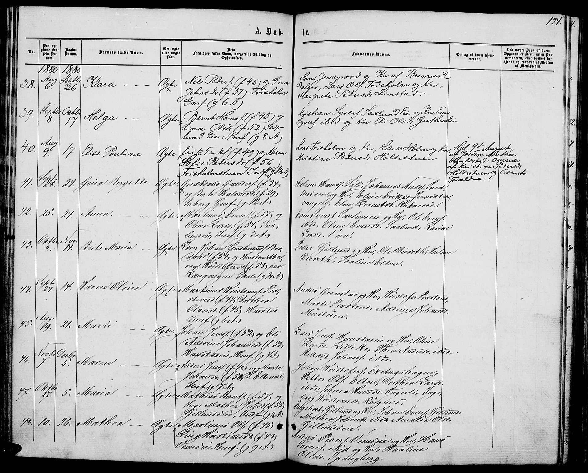 Stange prestekontor, AV/SAH-PREST-002/L/L0006: Parish register (copy) no. 6, 1864-1882, p. 134