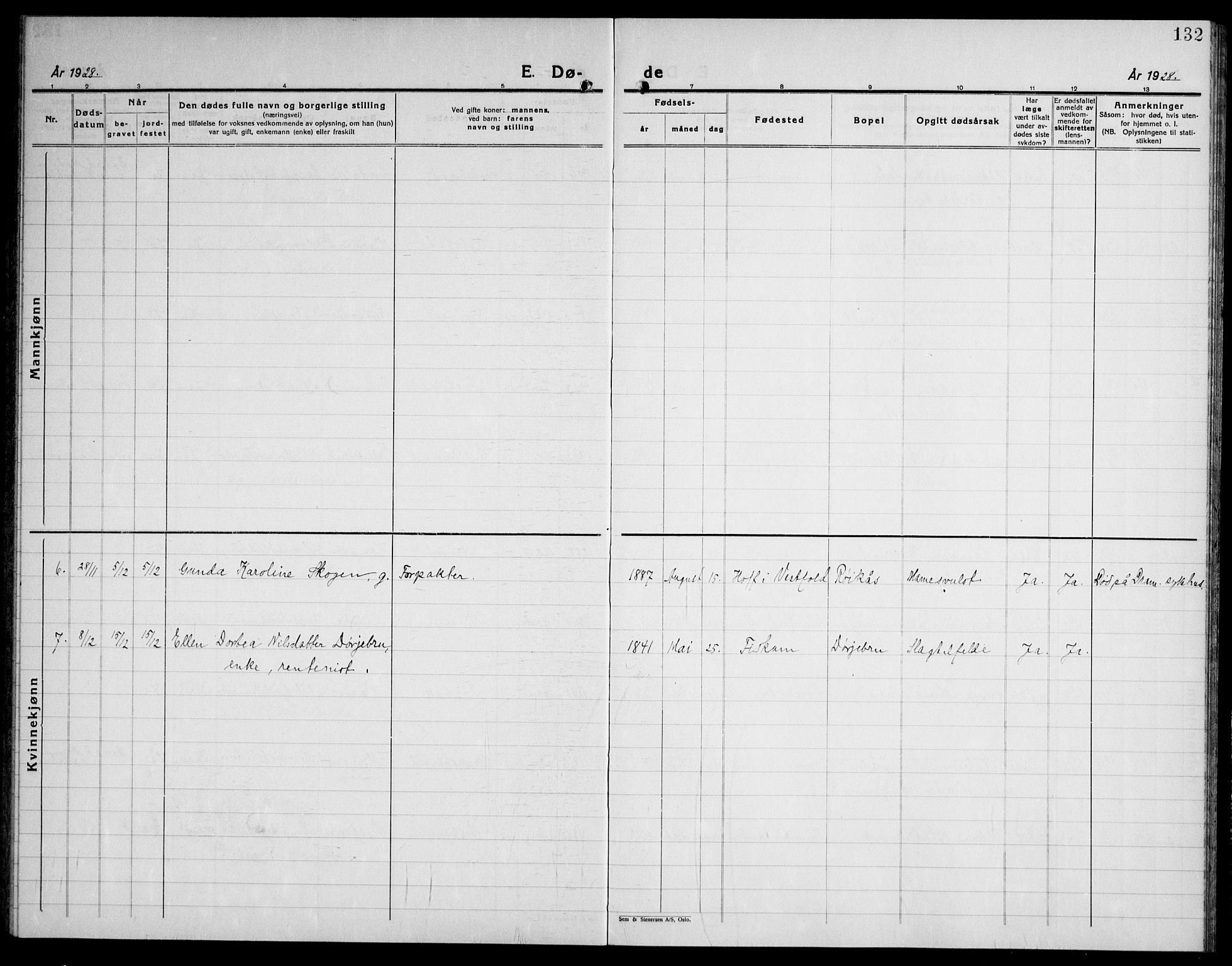 Fiskum kirkebøker, AV/SAKO-A-15/G/Ga/L0007: Parish register (copy) no. 7, 1928-1945, p. 132