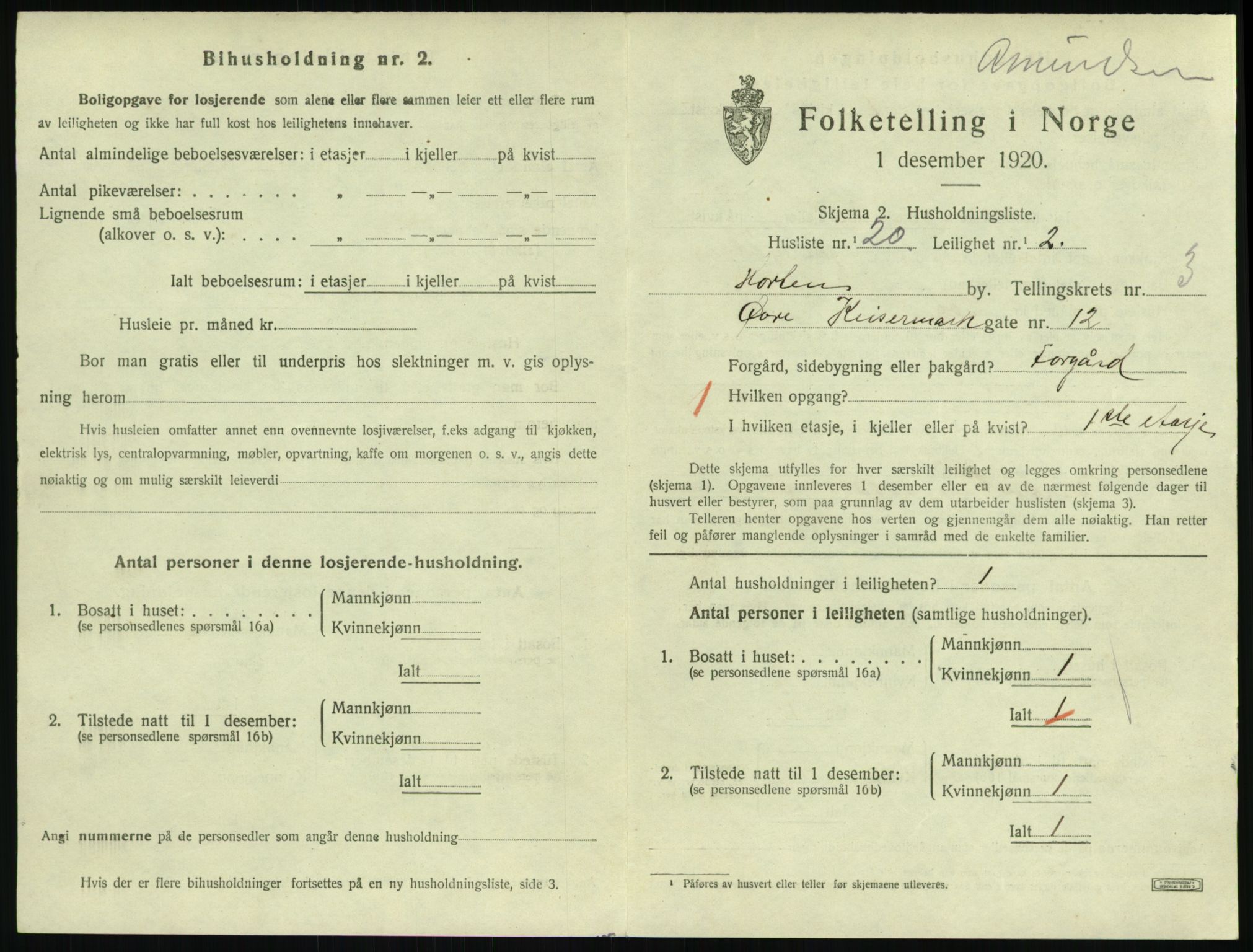 SAKO, 1920 census for Horten, 1920, p. 4199