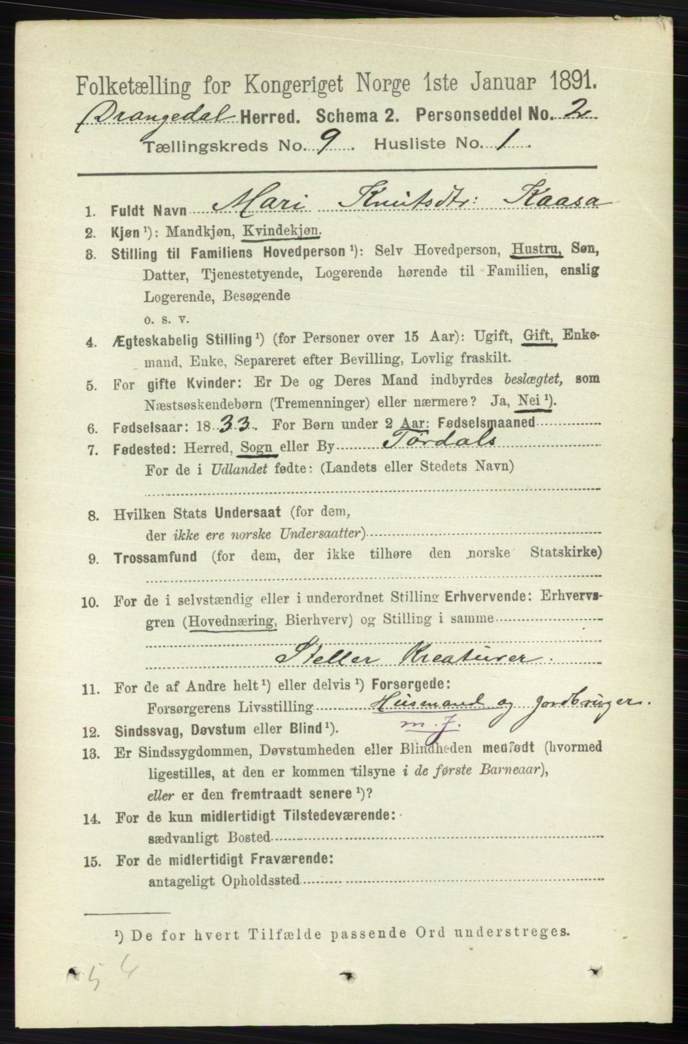 RA, 1891 census for 0817 Drangedal, 1891, p. 3124