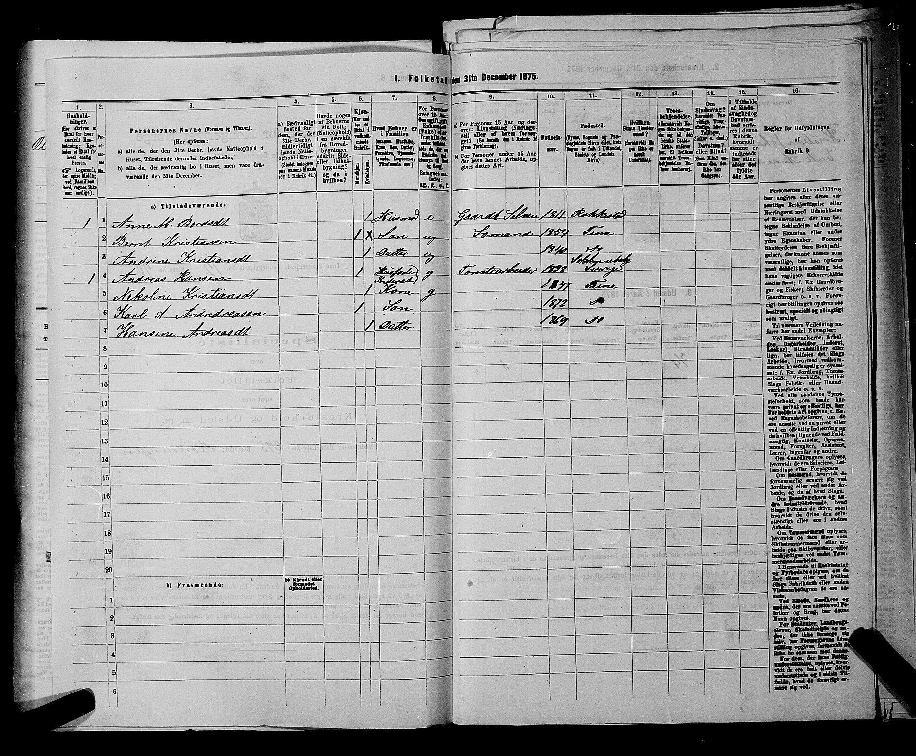 RA, 1875 census for 0130P Tune, 1875, p. 2052