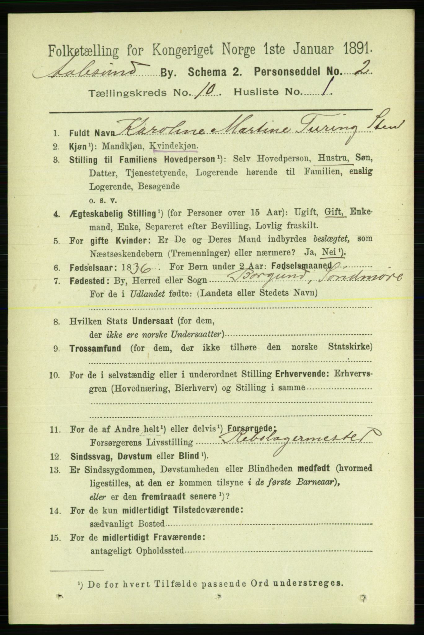 RA, 1891 census for 1501 Ålesund, 1891, p. 6621