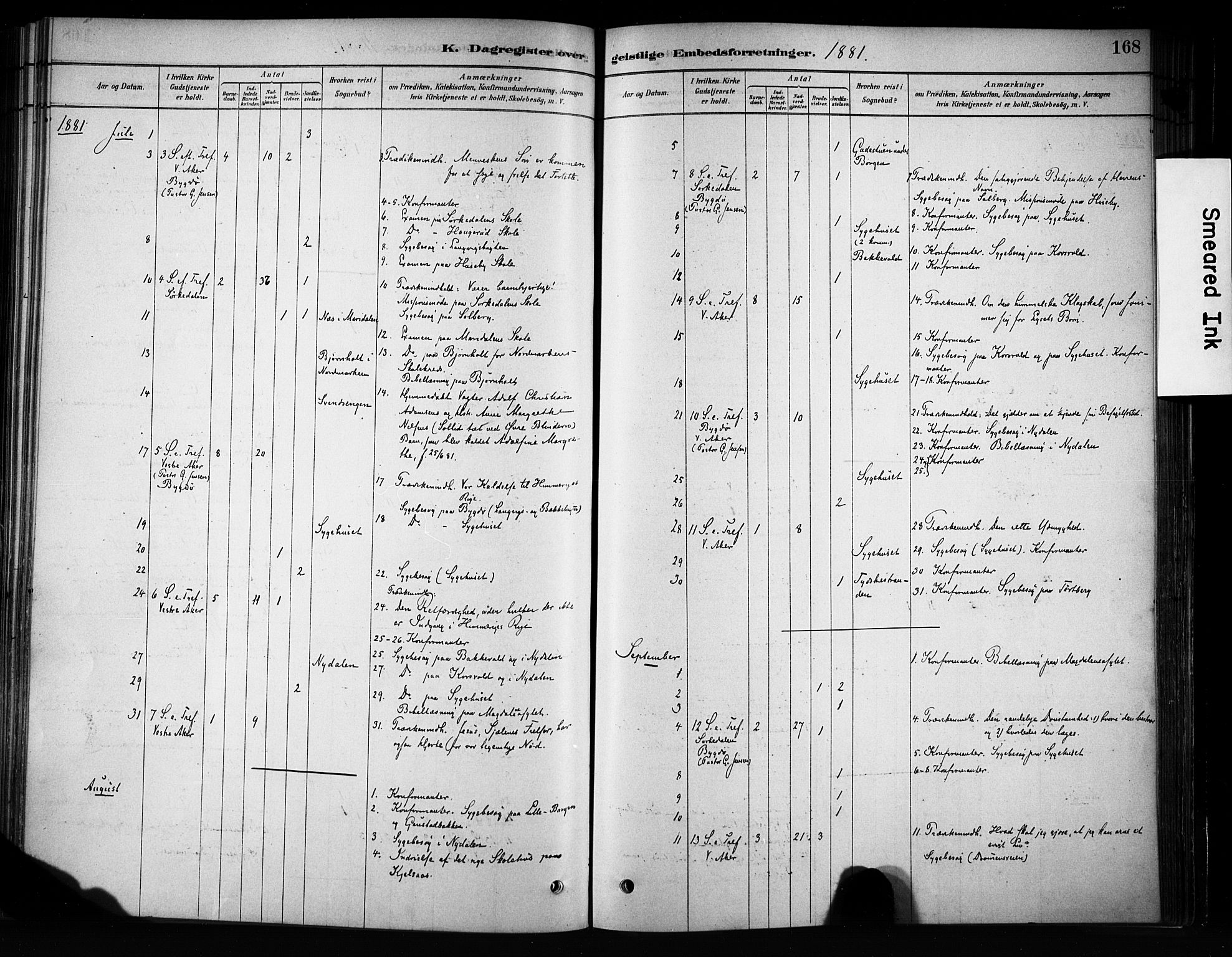 Vestre Aker prestekontor Kirkebøker, AV/SAO-A-10025/F/Fa/L0009: Parish register (official) no. 9, 1878-1967, p. 168