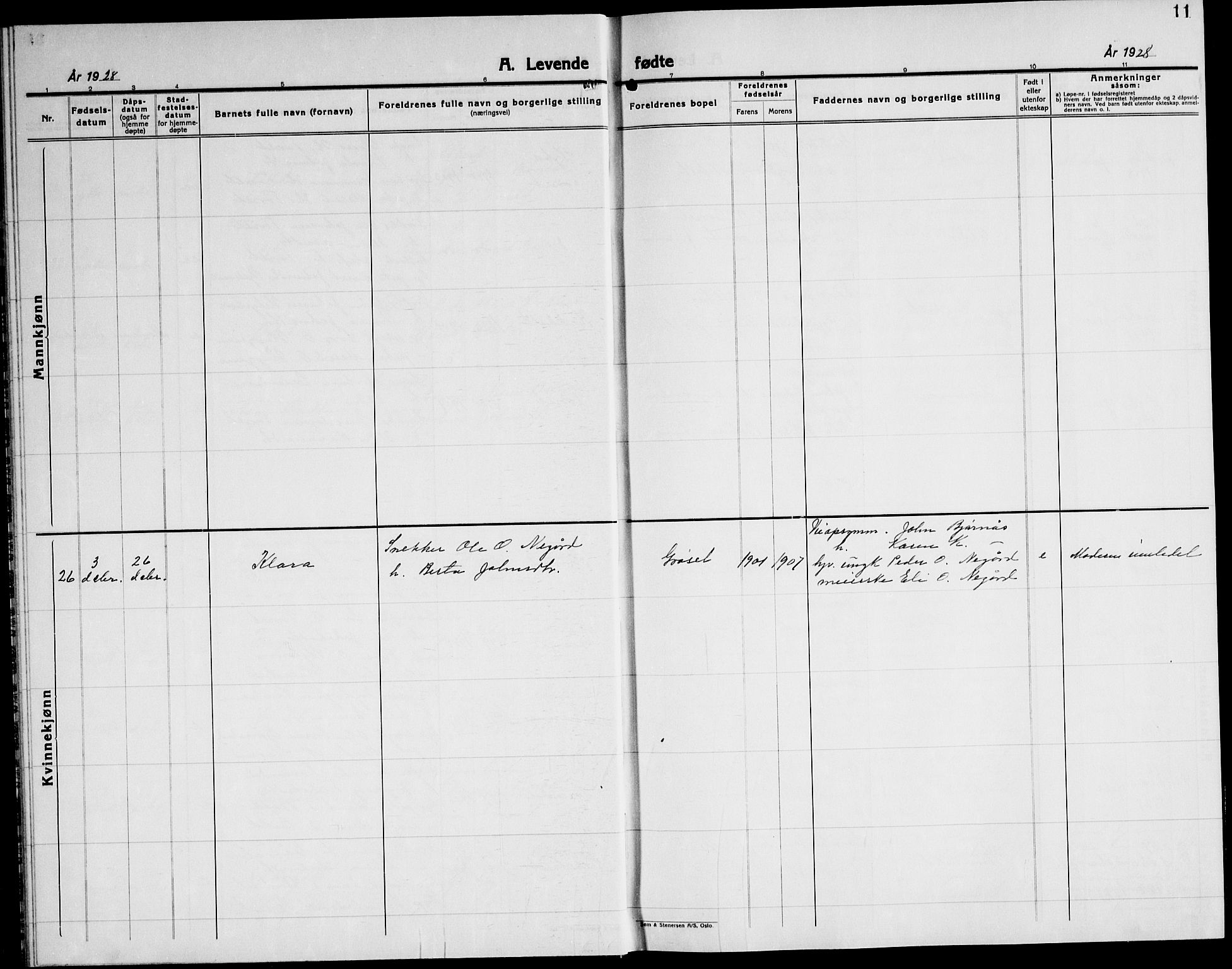 Ministerialprotokoller, klokkerbøker og fødselsregistre - Møre og Romsdal, AV/SAT-A-1454/598/L1080: Parish register (copy) no. 598C05, 1927-1944, p. 11