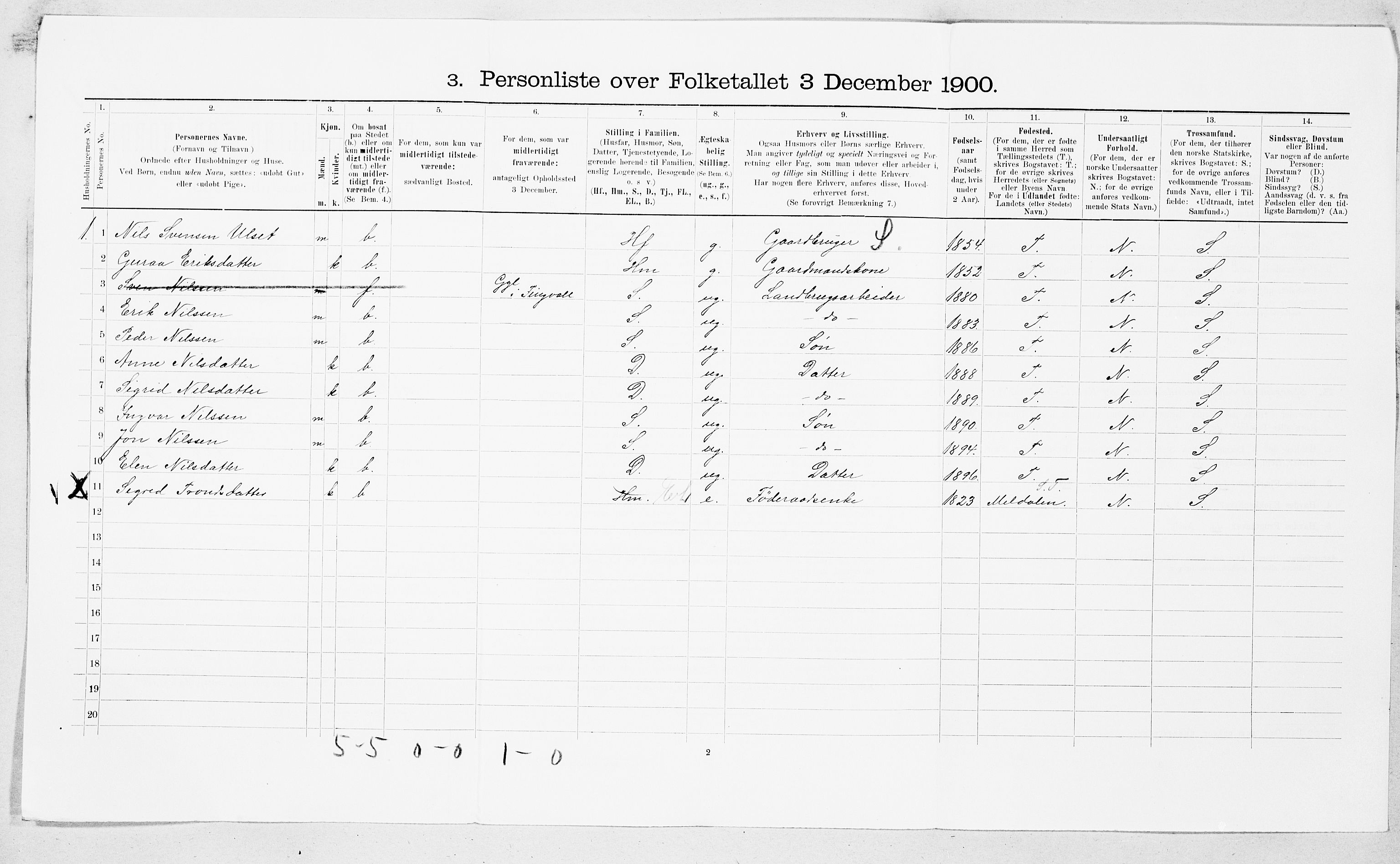 SAT, 1900 census for Straumsnes, 1900, p. 19