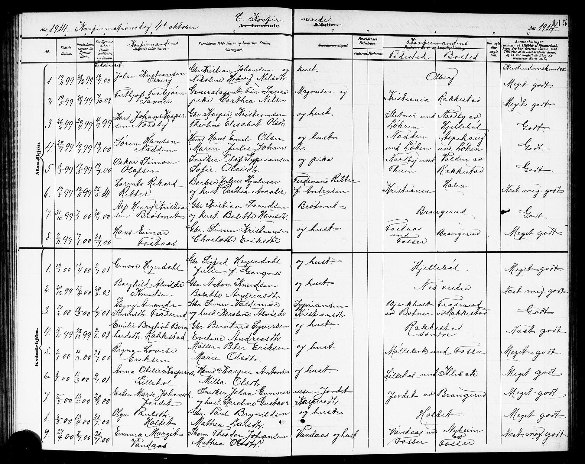 Høland prestekontor Kirkebøker, SAO/A-10346a/G/Ga/L0007: Parish register (copy) no. I 7, 1902-1914, p. 115